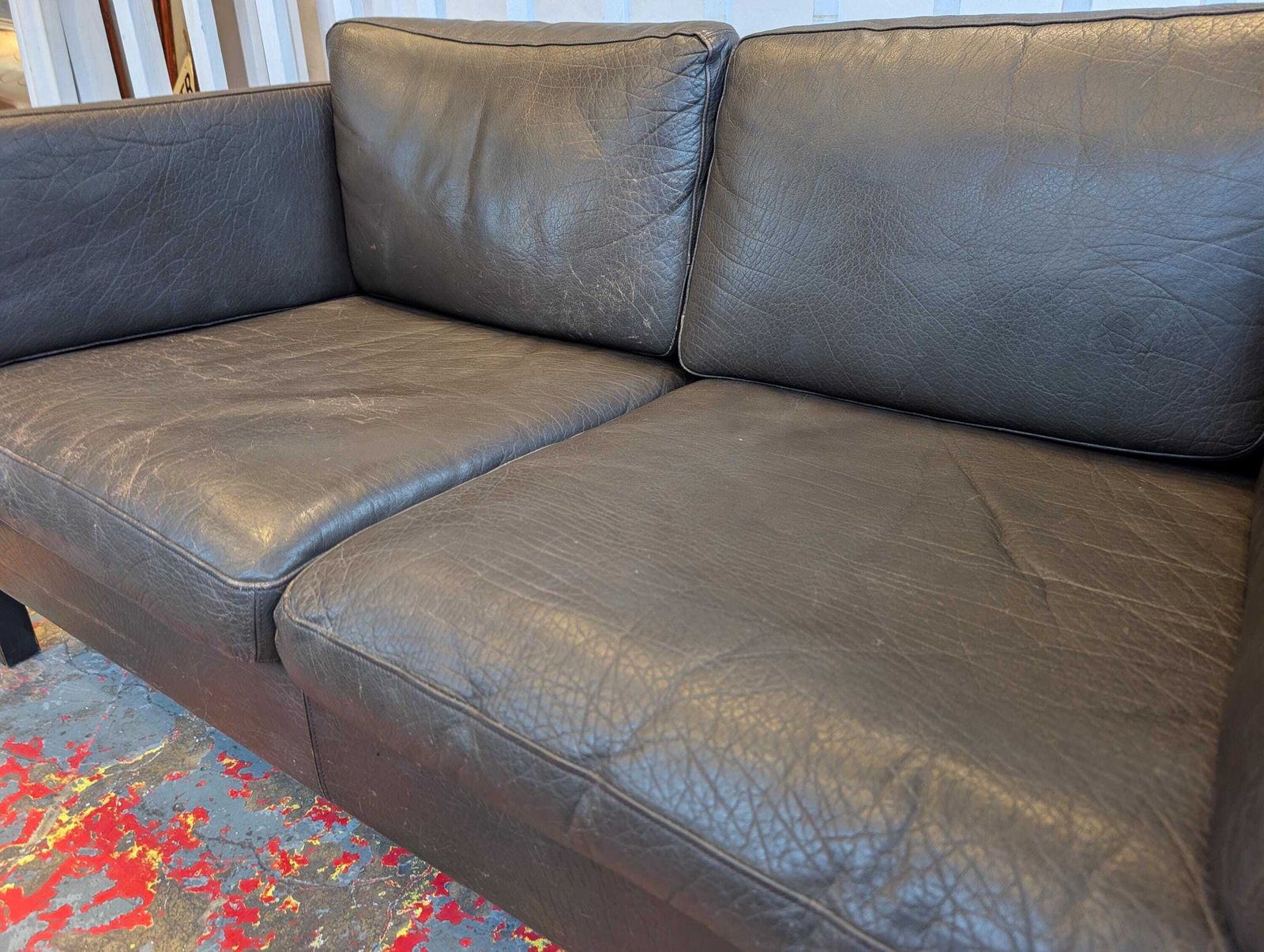 1970s Mid Century Danish Leather Two Seater Sofa. photo 780.0
