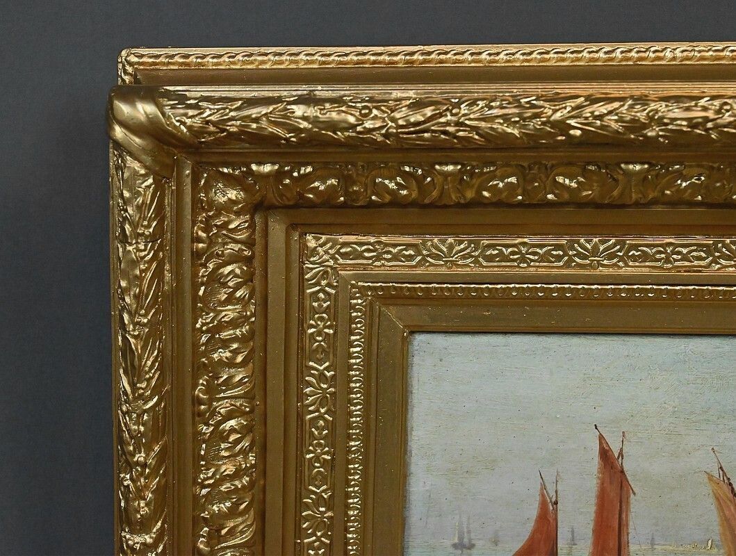 1310.0 Painting "Sailboats On The Mediterranean", Oil On Panel, 19th Century French School photo