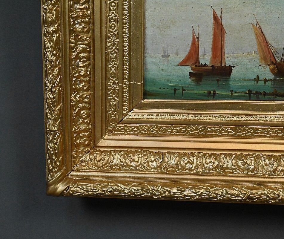 photo buy Painting "Sailboats On The Mediterranean", Oil On Panel, 19th Century French School