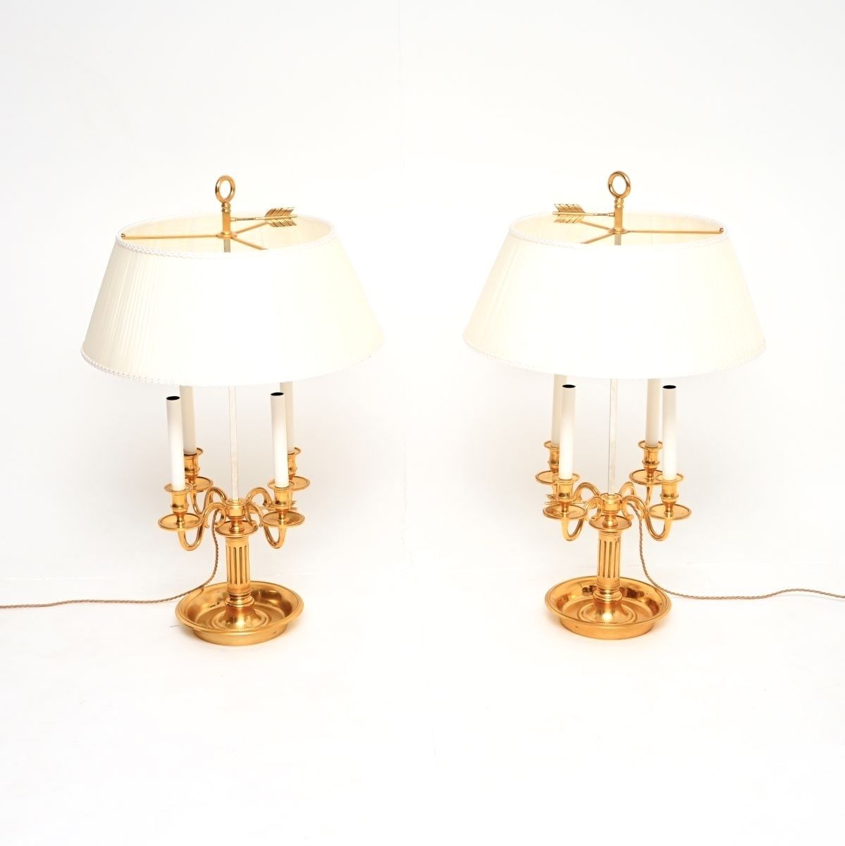 Pair Of Antique French Brass Bouillotte Table Lamps photo furniture