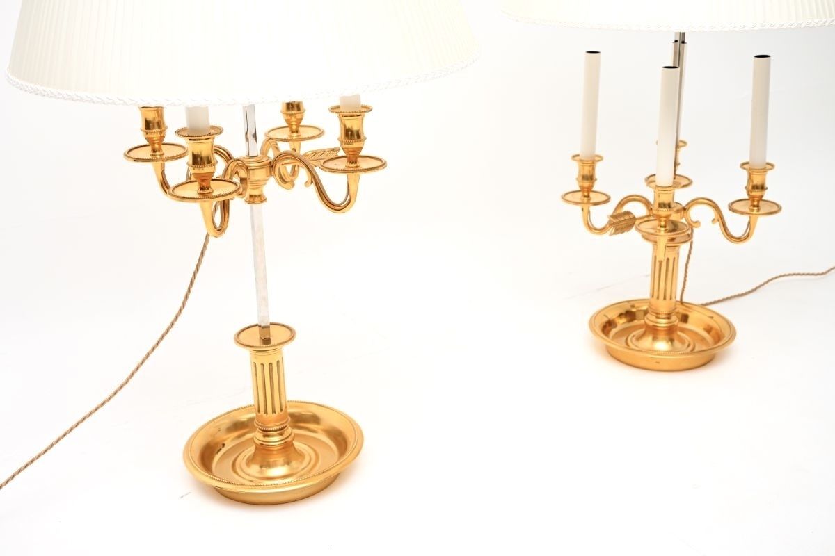 photo vinterior Pair Of Antique French Brass Bouillotte Table Lamps