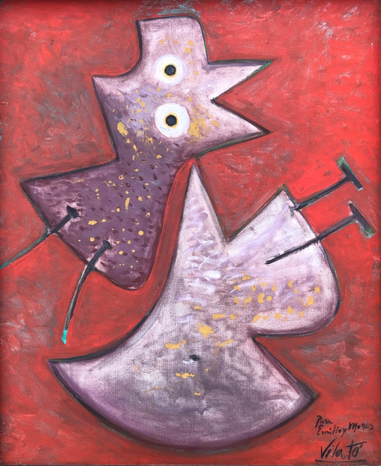 Javier Vilato Rouge De Fond Oil On Canvas 1977