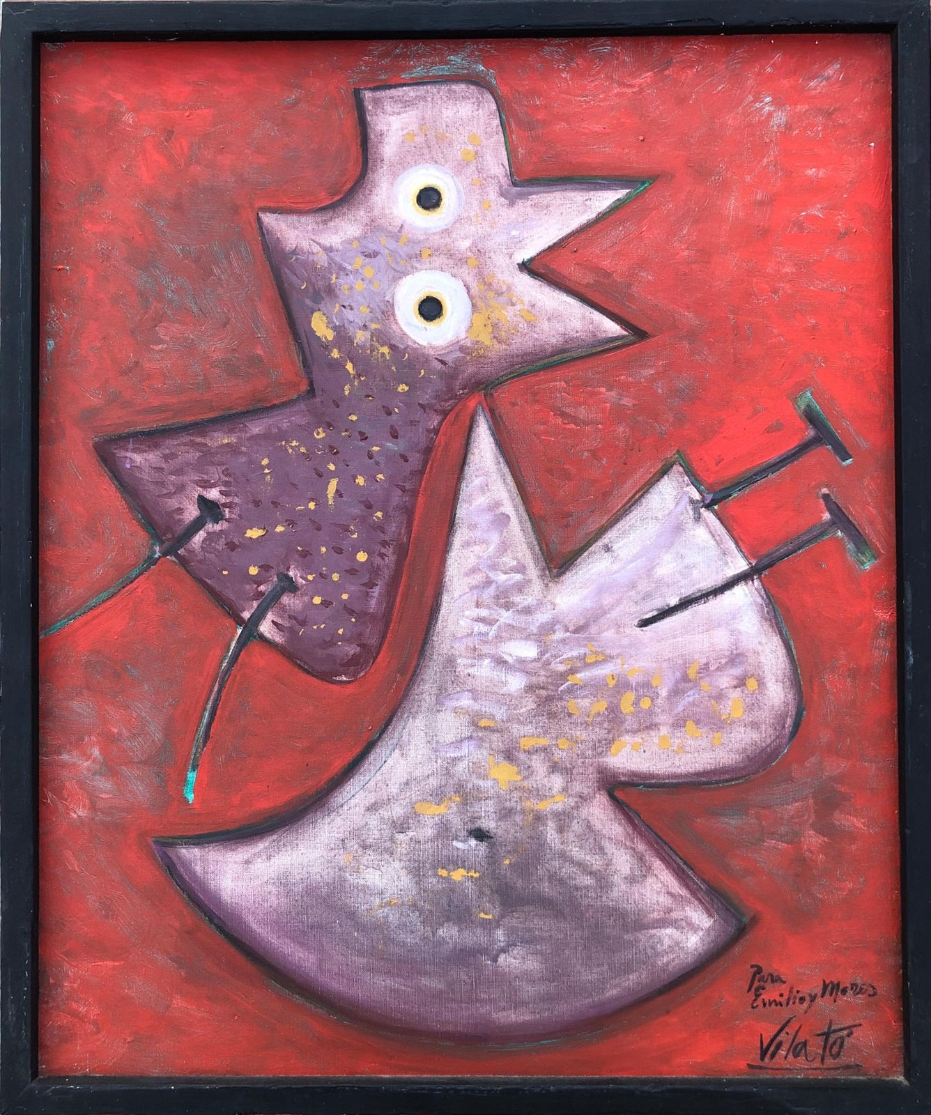 Javier Vilato Rouge De Fond Oil On Canvas 1977 photo furniture