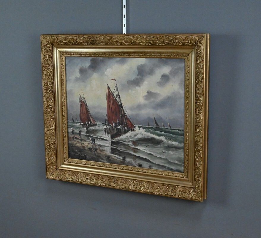 Painting "Fishing Memories" Signed L. Henry – Late 19th Century photo Art