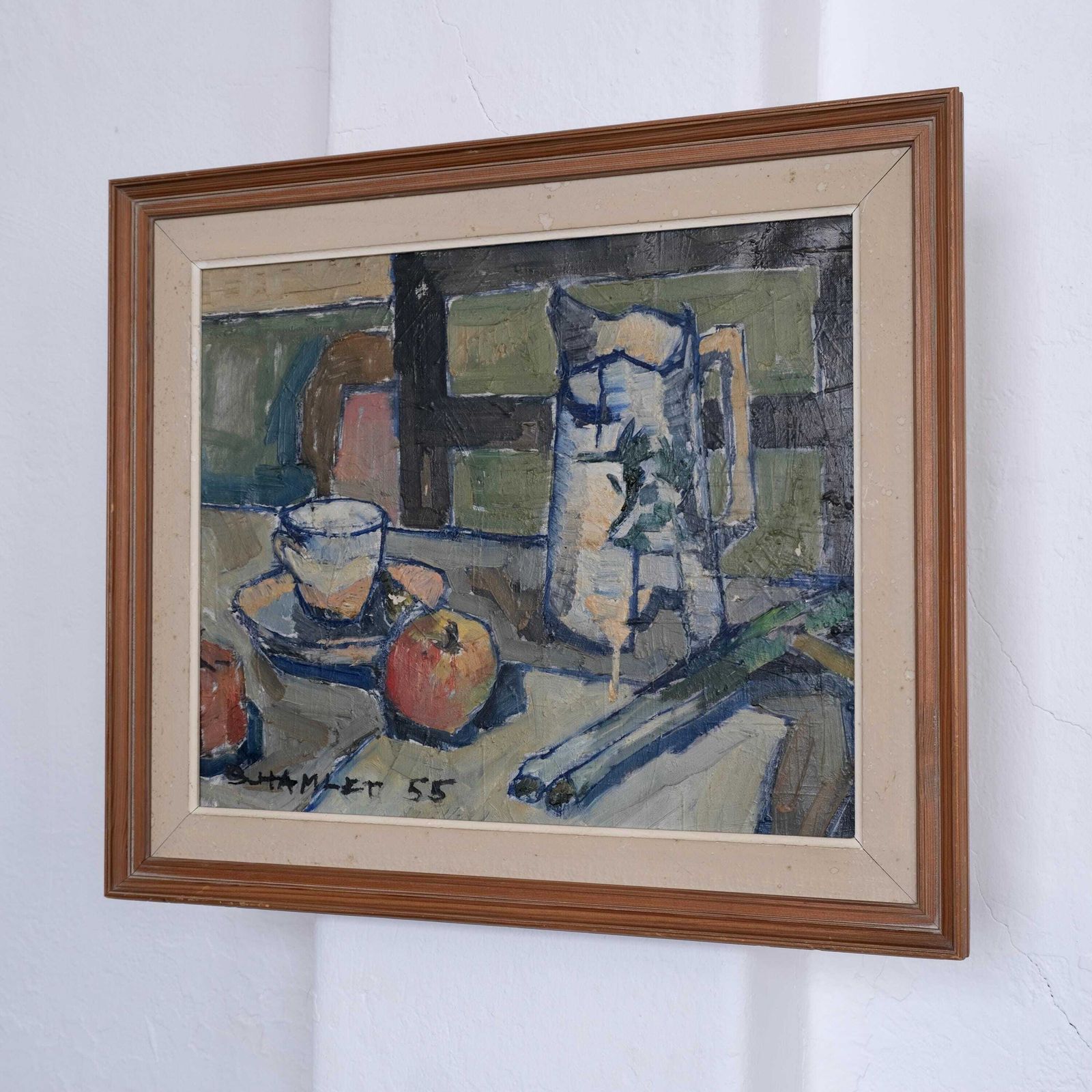 Sven Olof Hamlet Still Life Oil Painting With Pitcher | 1955