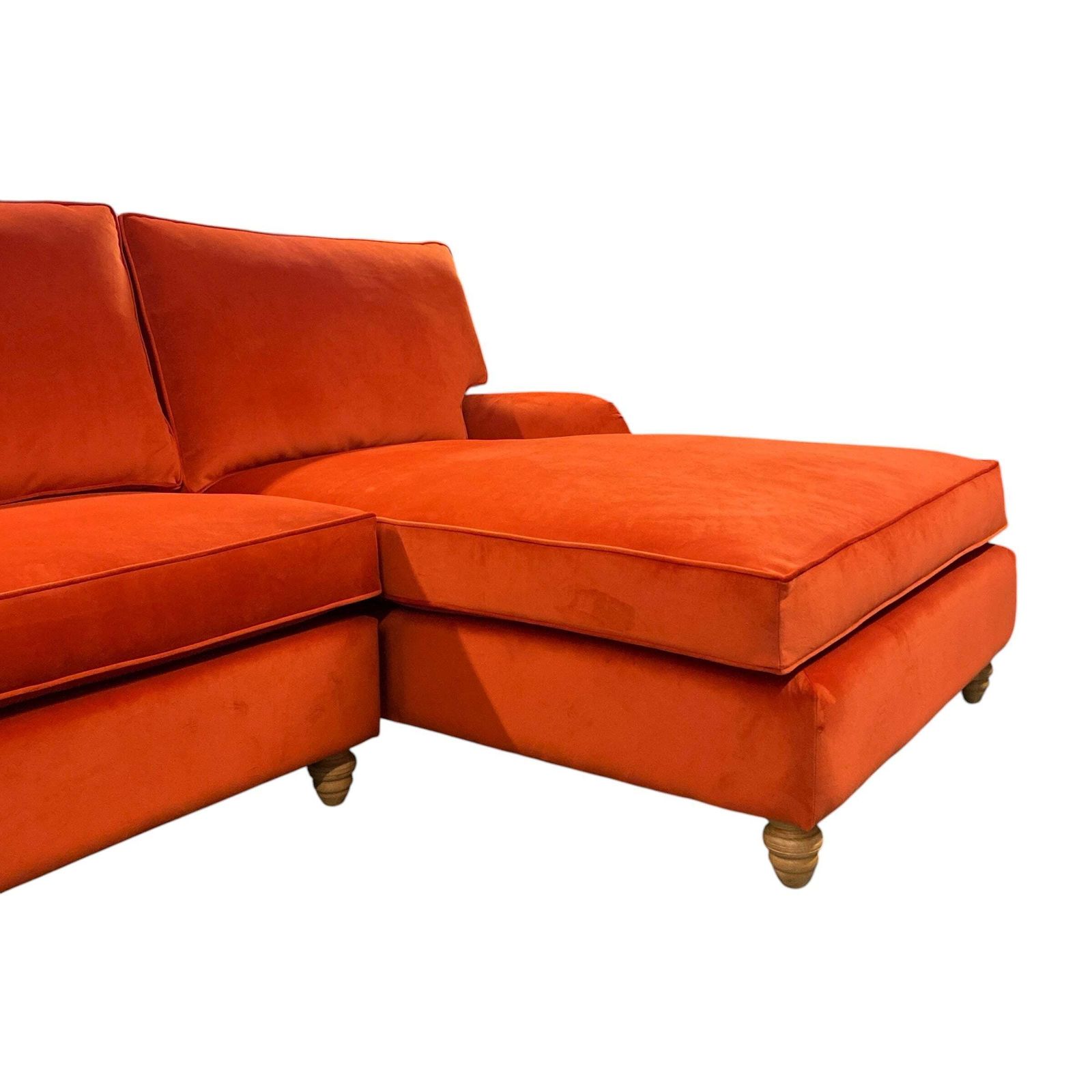 photo furniture L Shaped Velvet Sofa Burnt Orange Ex Display Right Handed