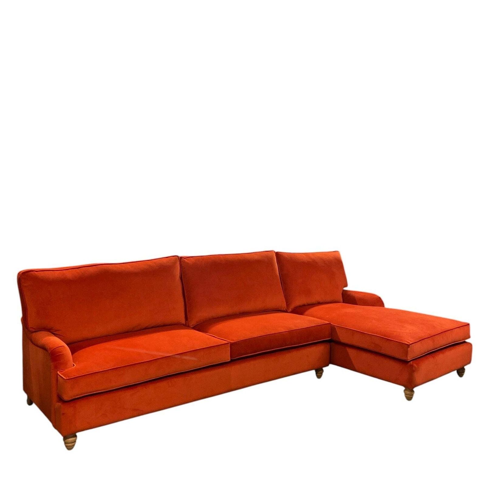 photo for sale L Shaped Velvet Sofa Burnt Orange Ex Display Right Handed