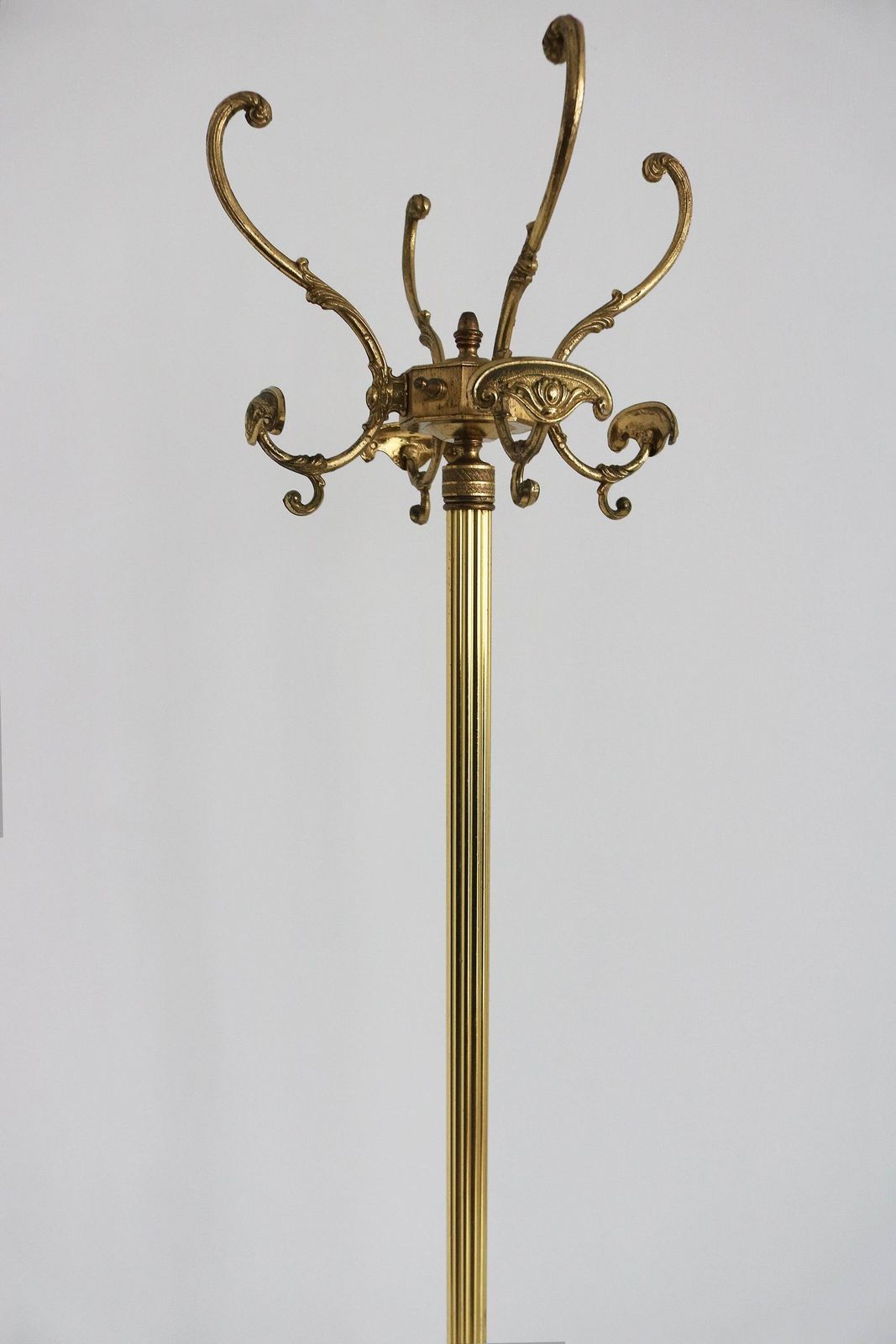 Antique Style Brass Coat Rack With Rotating Crown And Marble Base Italian Hollywood Regency Hall Tree Vintage Gold Entryway Stand photo 1184.0