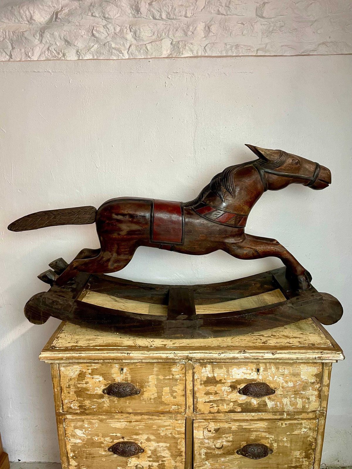 Handcarved Wooden Rocking Horse