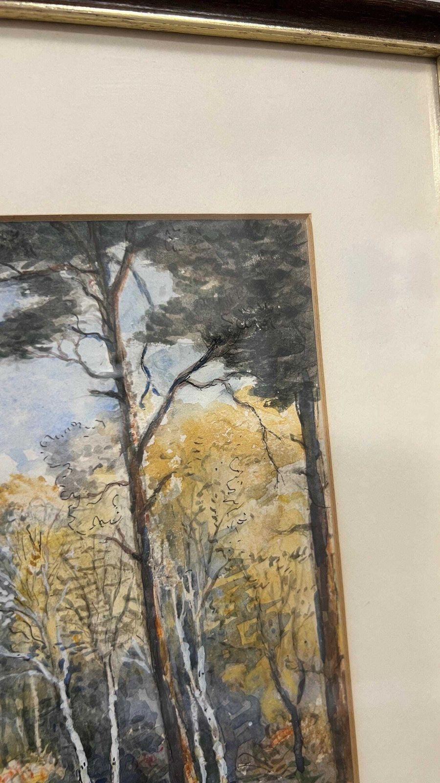 Framed Pen Ink & Watercolour Landscape By S.J. Nash — Woodland Log Cabin Scene Picture photo buy