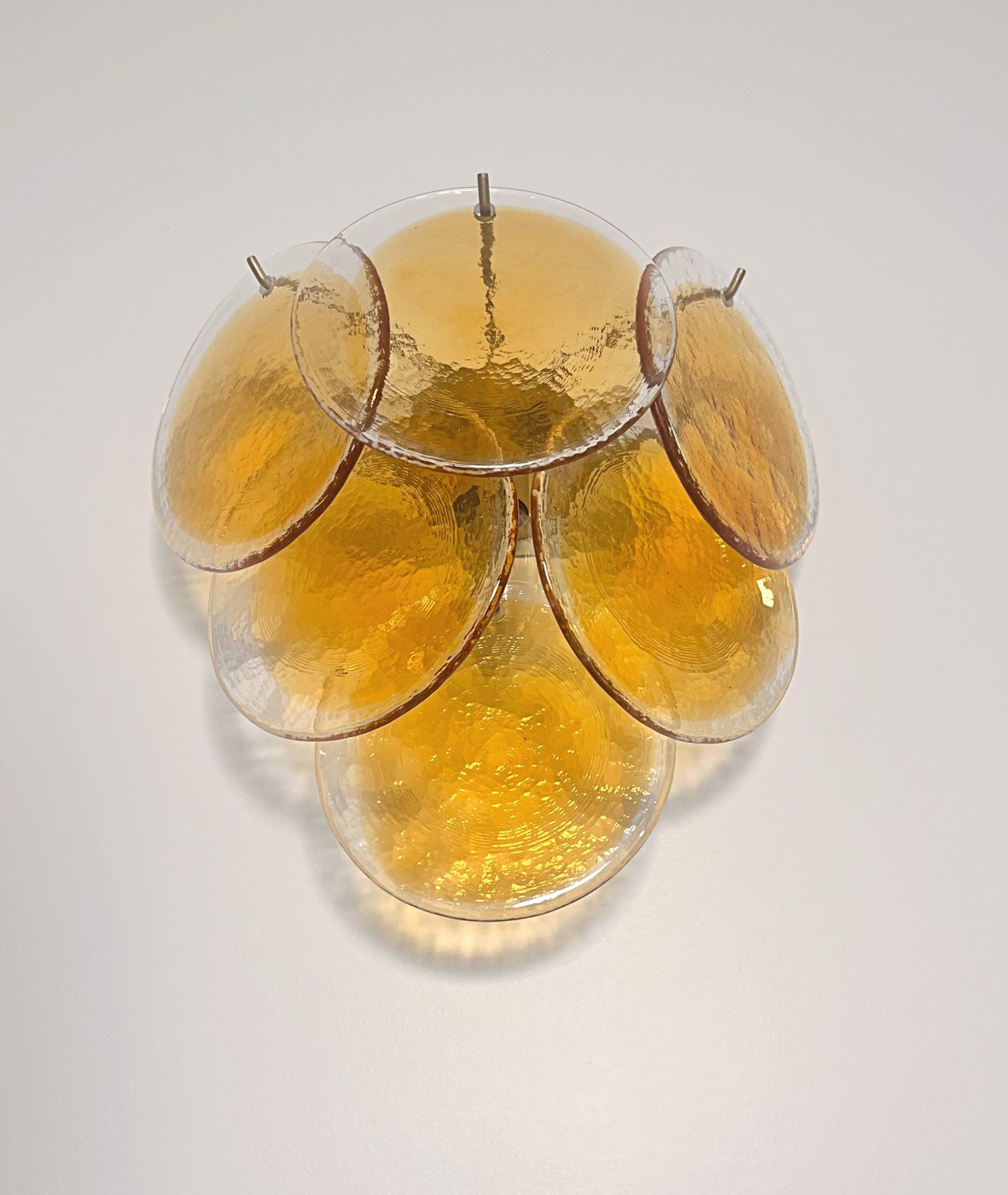 Pair Of Glass Wall Sconces   6 Alabaster Gold Disks photo 345.0