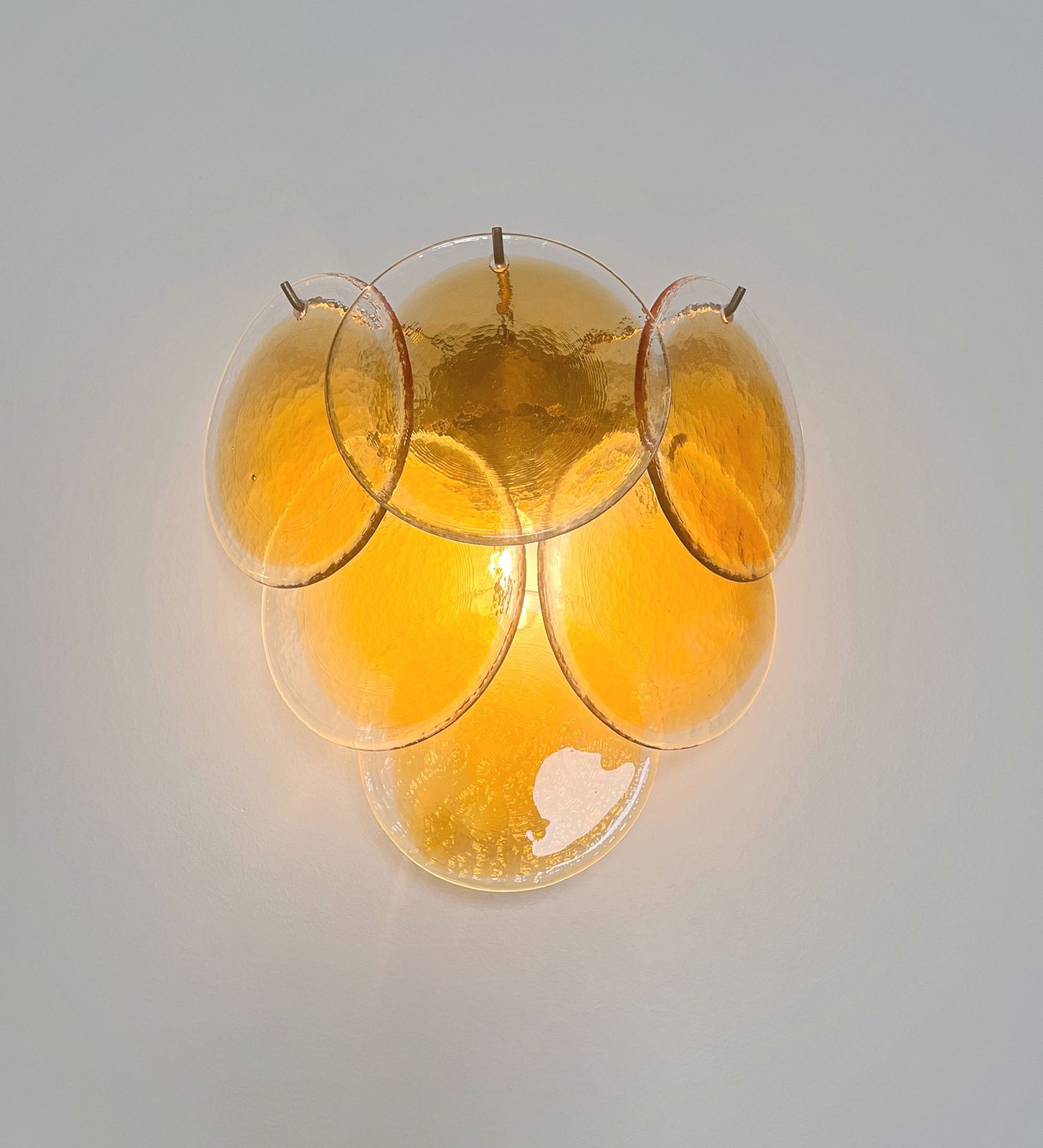 photo for sale Pair Of Glass Wall Sconces   6 Alabaster Gold Disks