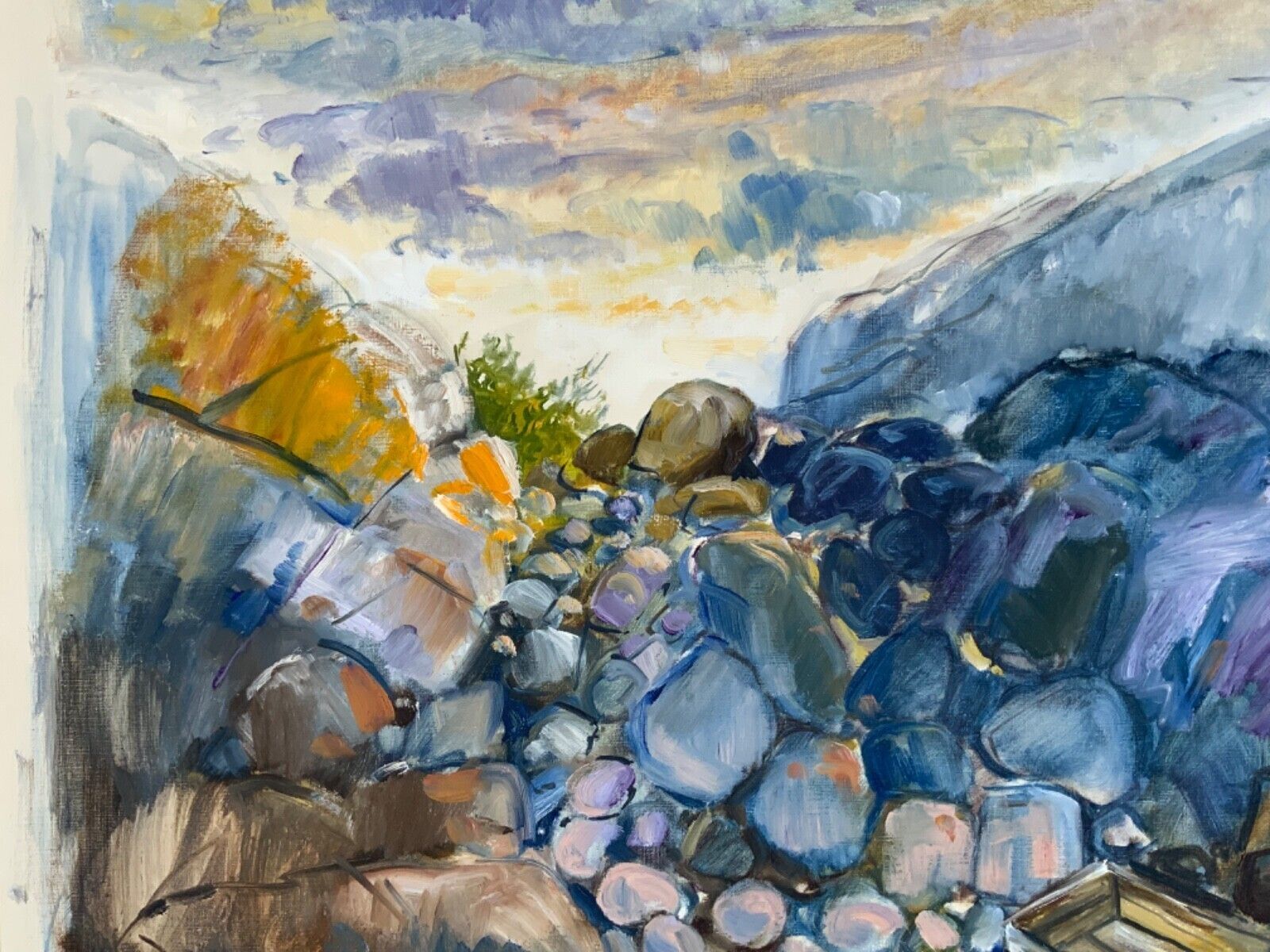 Large Abstractionism Landscape Oil Painting Signed Per Olof Netterblad, 1976 photo furniture