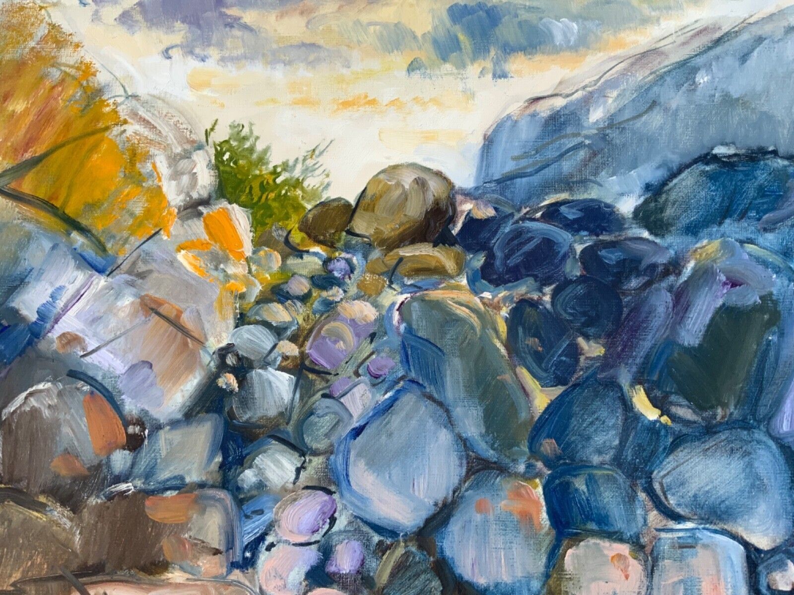 photo buy Large Abstractionism Landscape Oil Painting Signed Per Olof Netterblad, 1976