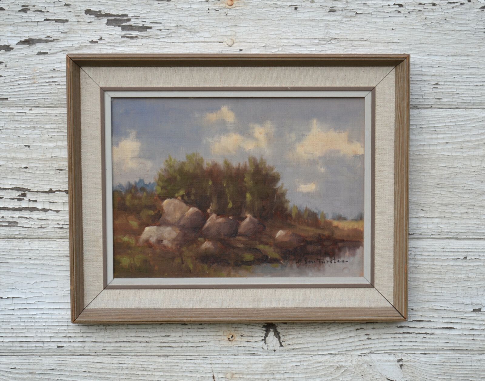 Mid 20th Century Landscape Oil Painting, Signed A.B.Fursten, Framed photo buy