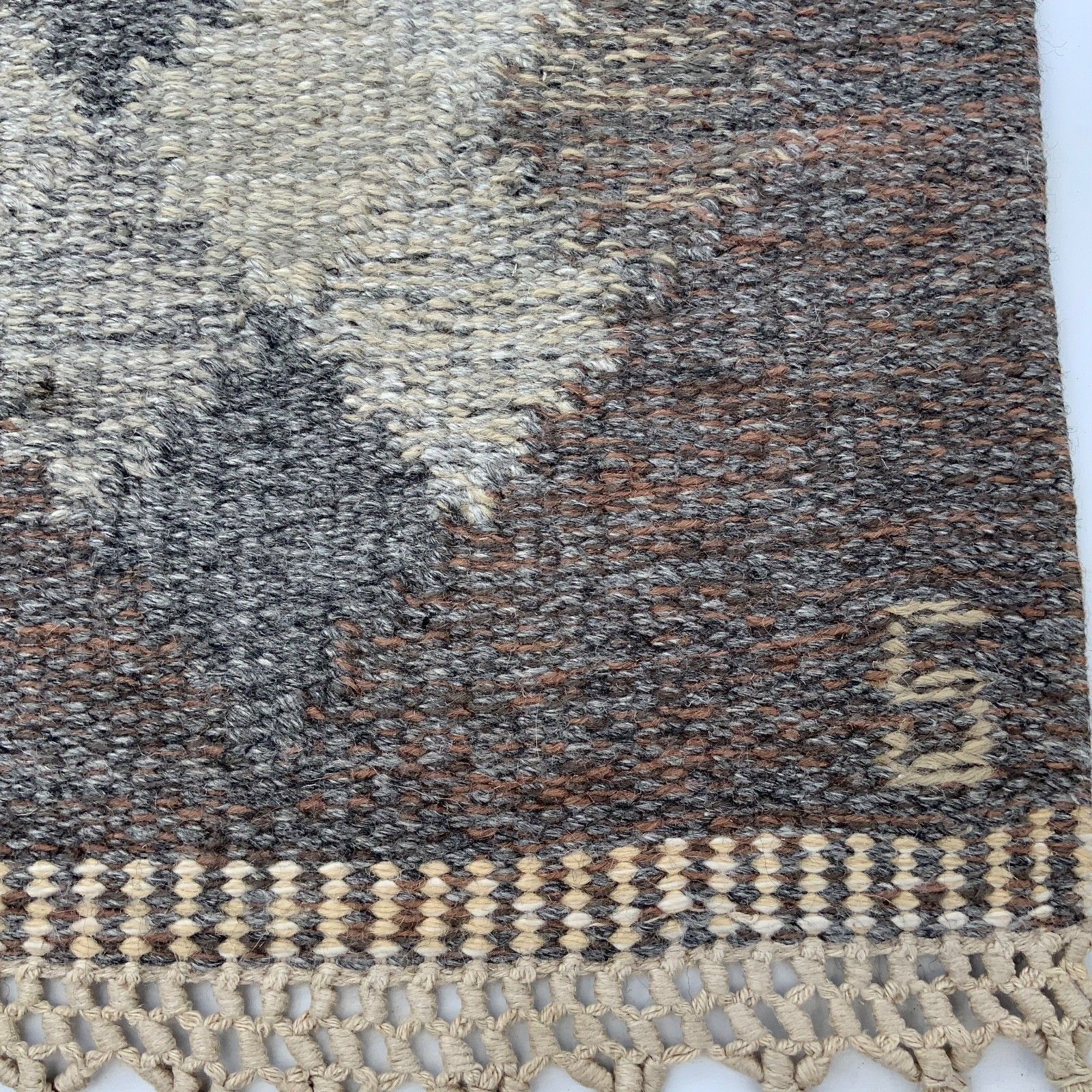 photo for sale Mid Century Swedish Kilim Röllakan Rug By Brita Svefors For Axeco Svenska 1960s