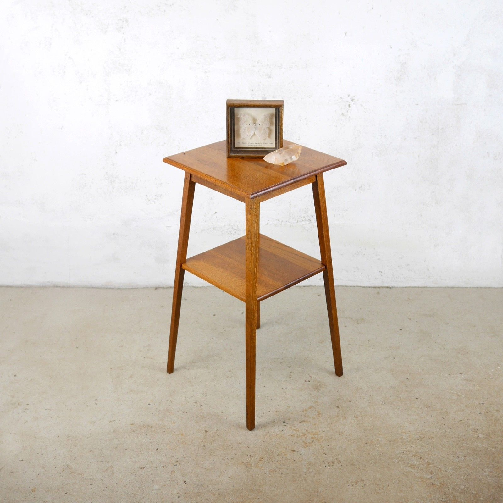 Antique Light Oak Arts & Crafts Two Tier Side Table Vintage #103120 photo furniture