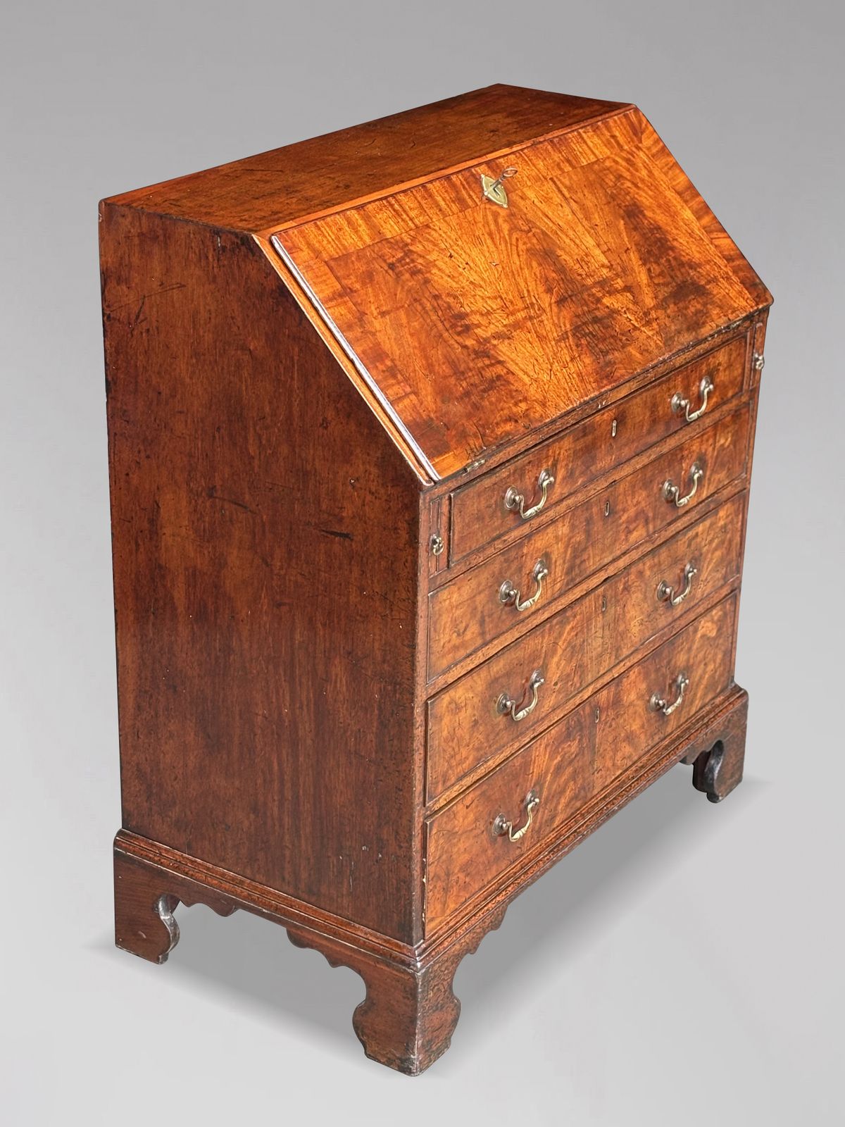 photo furniture Untouched 18th Century George III Period Figured Mahogany Bureau