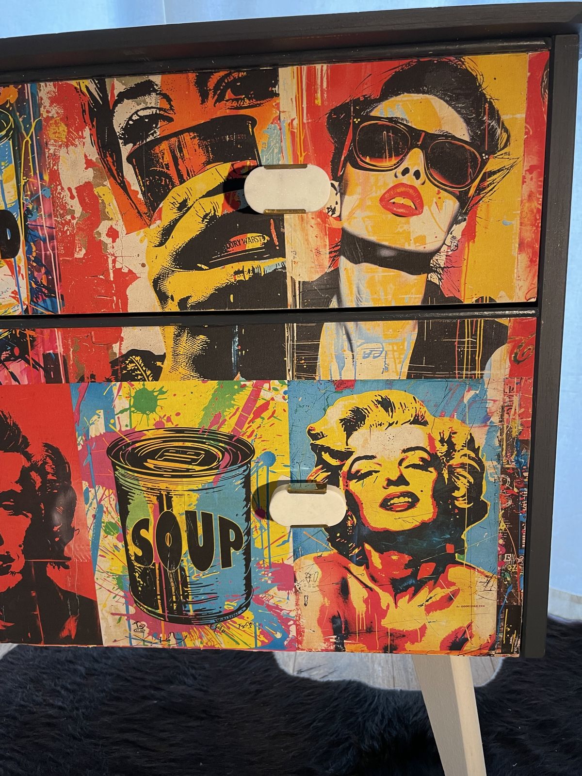 Refurbished And Decoupaged Genuine 1950's Chest Of Drawers/Cabinet In 'Pop Art' Style. photo Furniture