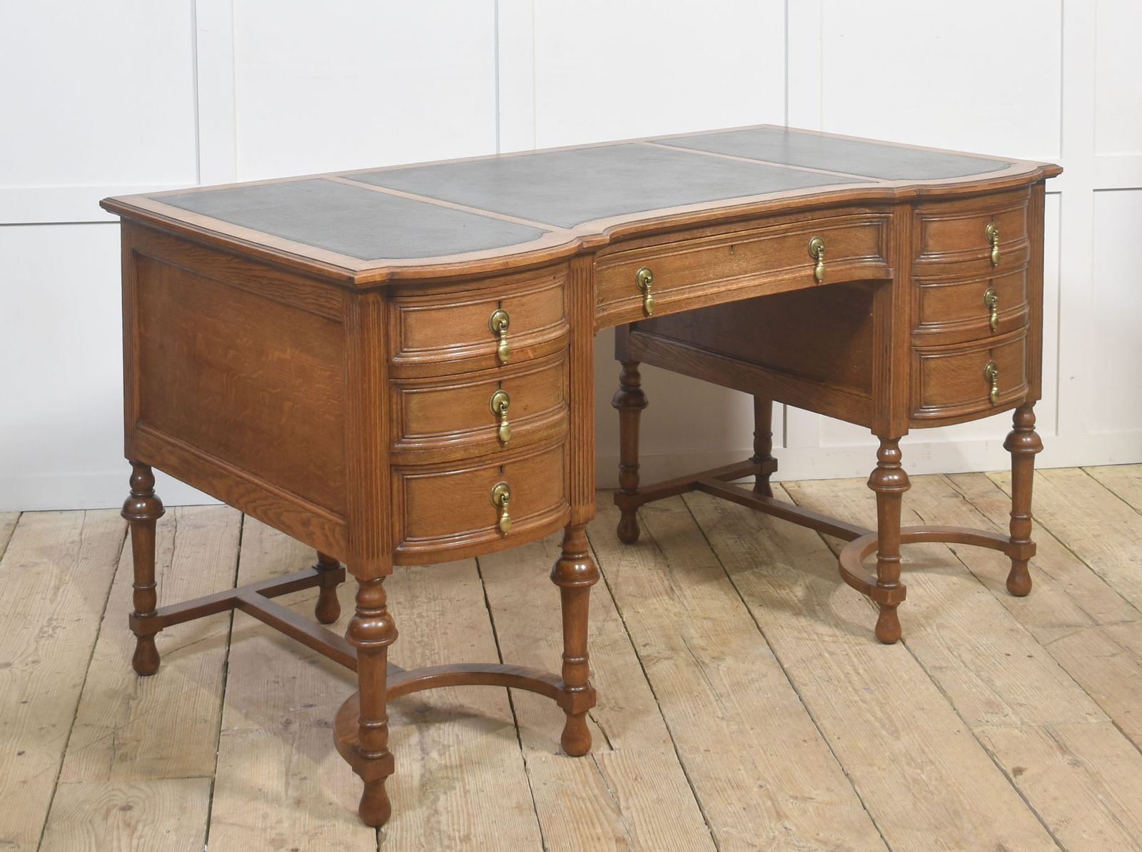 photo for sale Oak Pedestal Writing Desk, Mid 20th Century