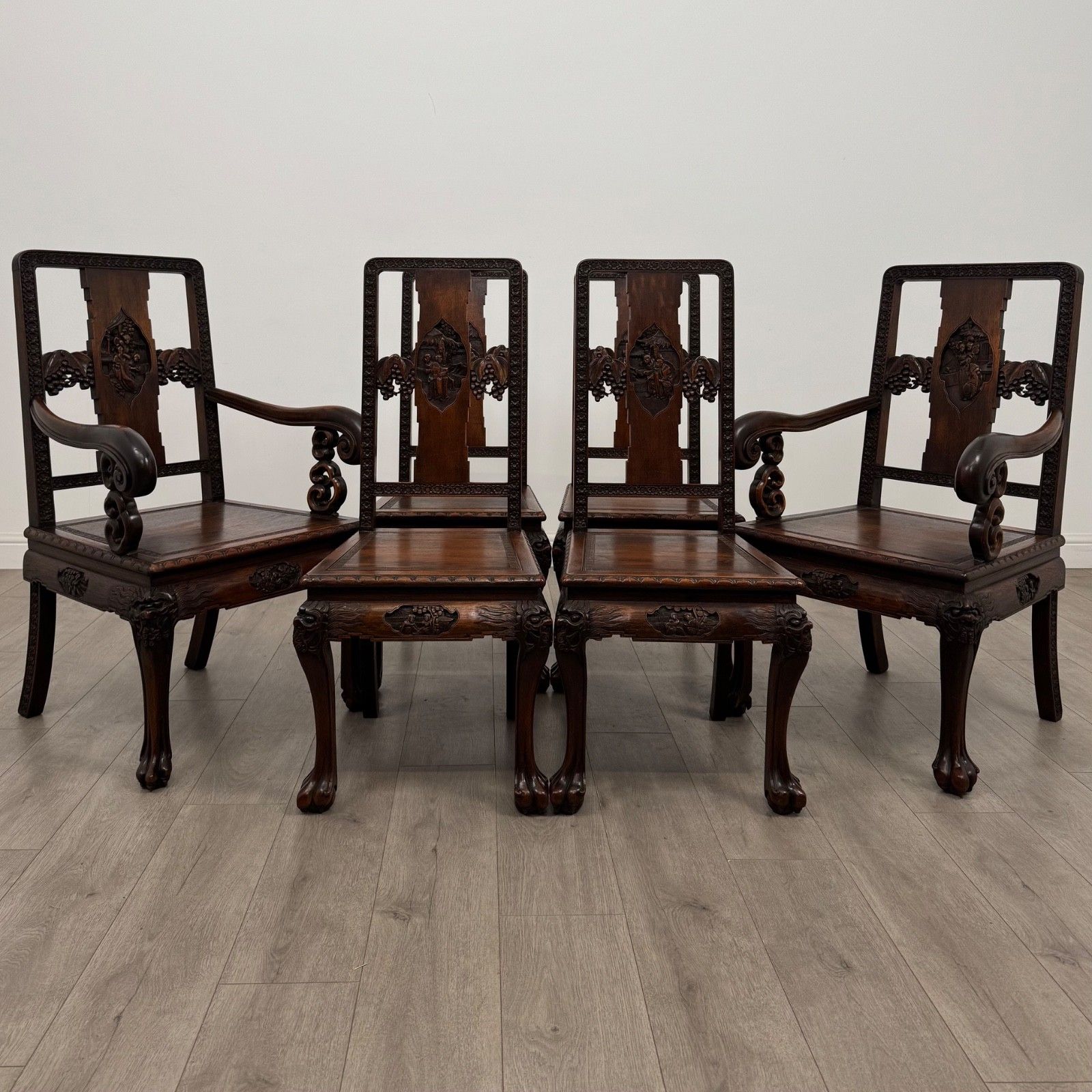 Antique 20th Century Chinese Rosewood Dining Table With 6 Chairs ( Af 5179 ) photo vintage