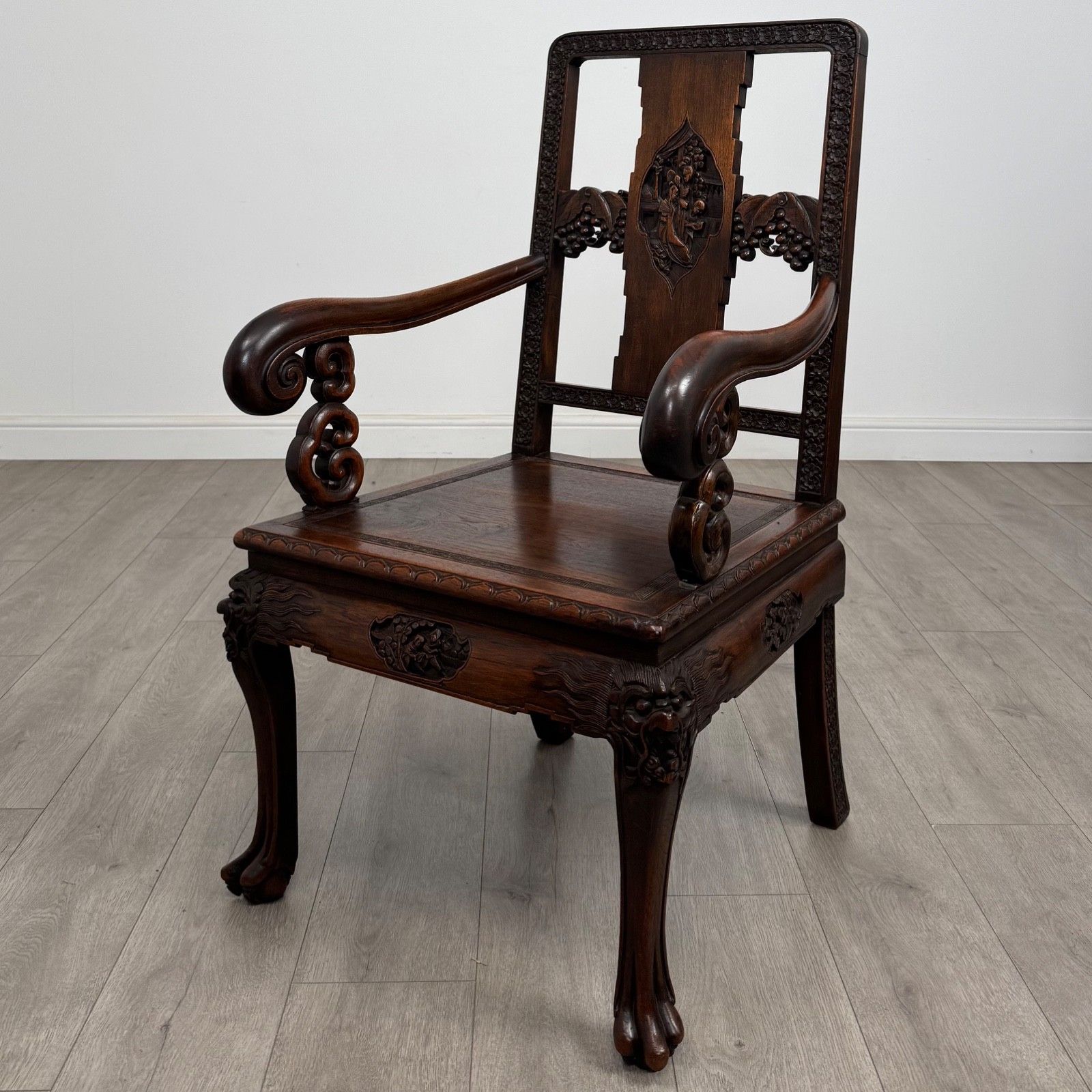photo furniture Antique 20th Century Chinese Rosewood Dining Table With 6 Chairs ( Af 5179 )