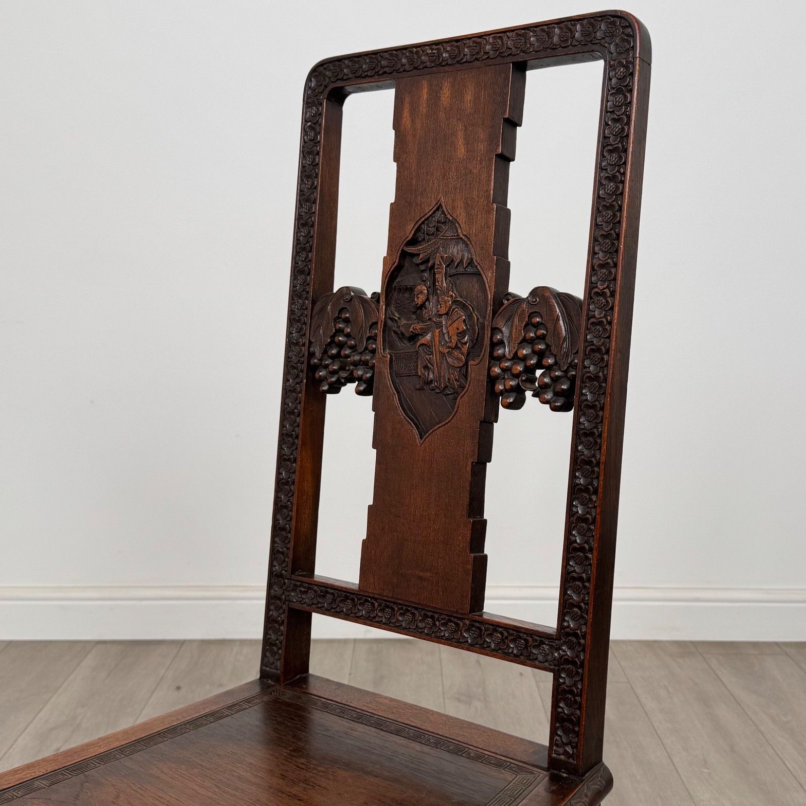 photo vinterior Antique 20th Century Chinese Rosewood Dining Table With 6 Chairs ( Af 5179 )