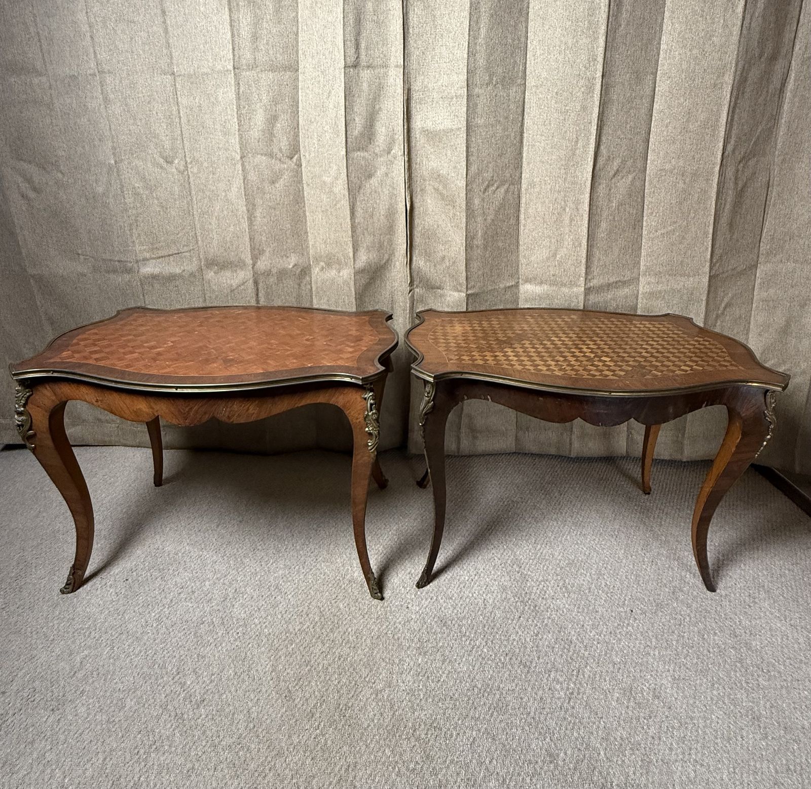 Pair Of 19th Century French Louis XV Parquetry Side Tables photo furniture