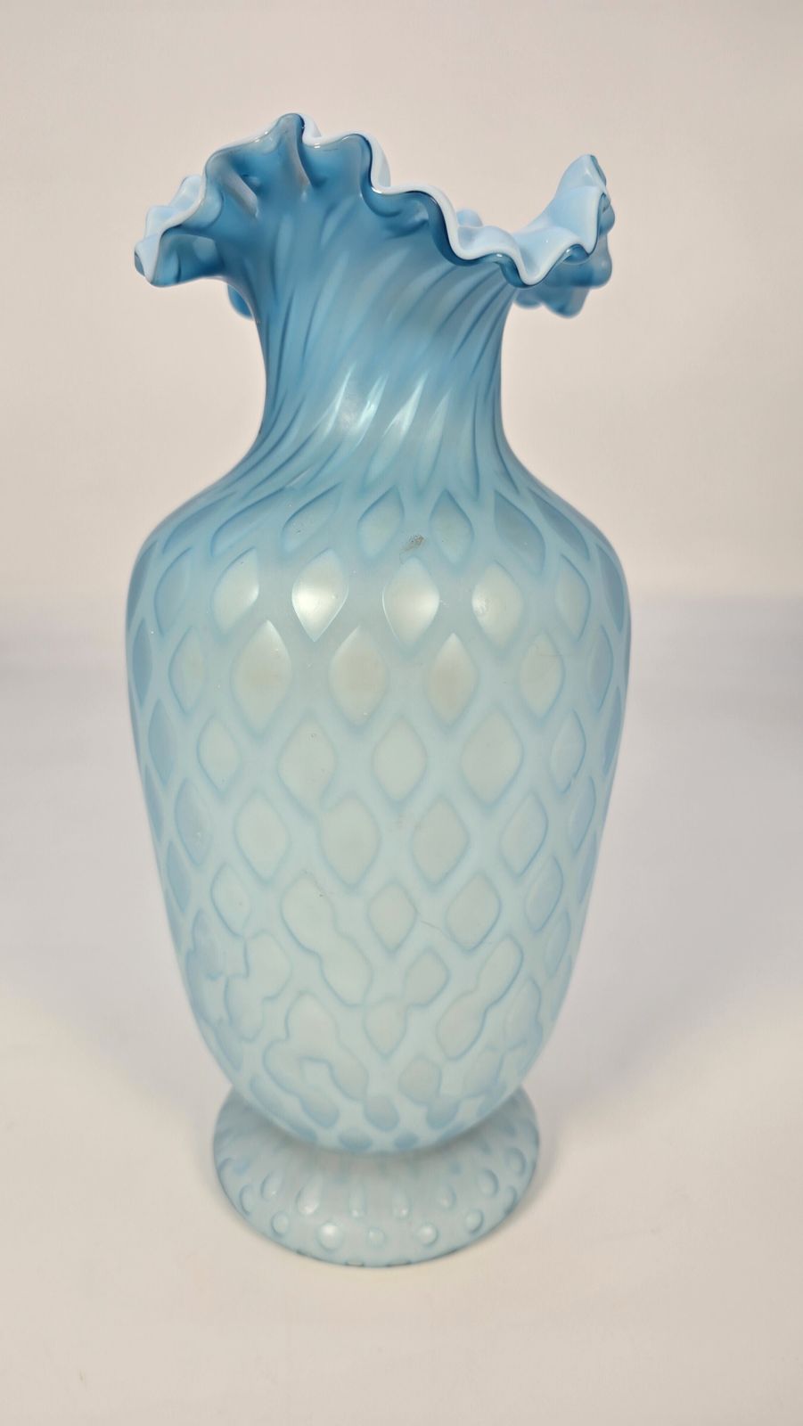 Antique Blue Satin Glass Vase Circa 1880 26cm Tall photo furniture
