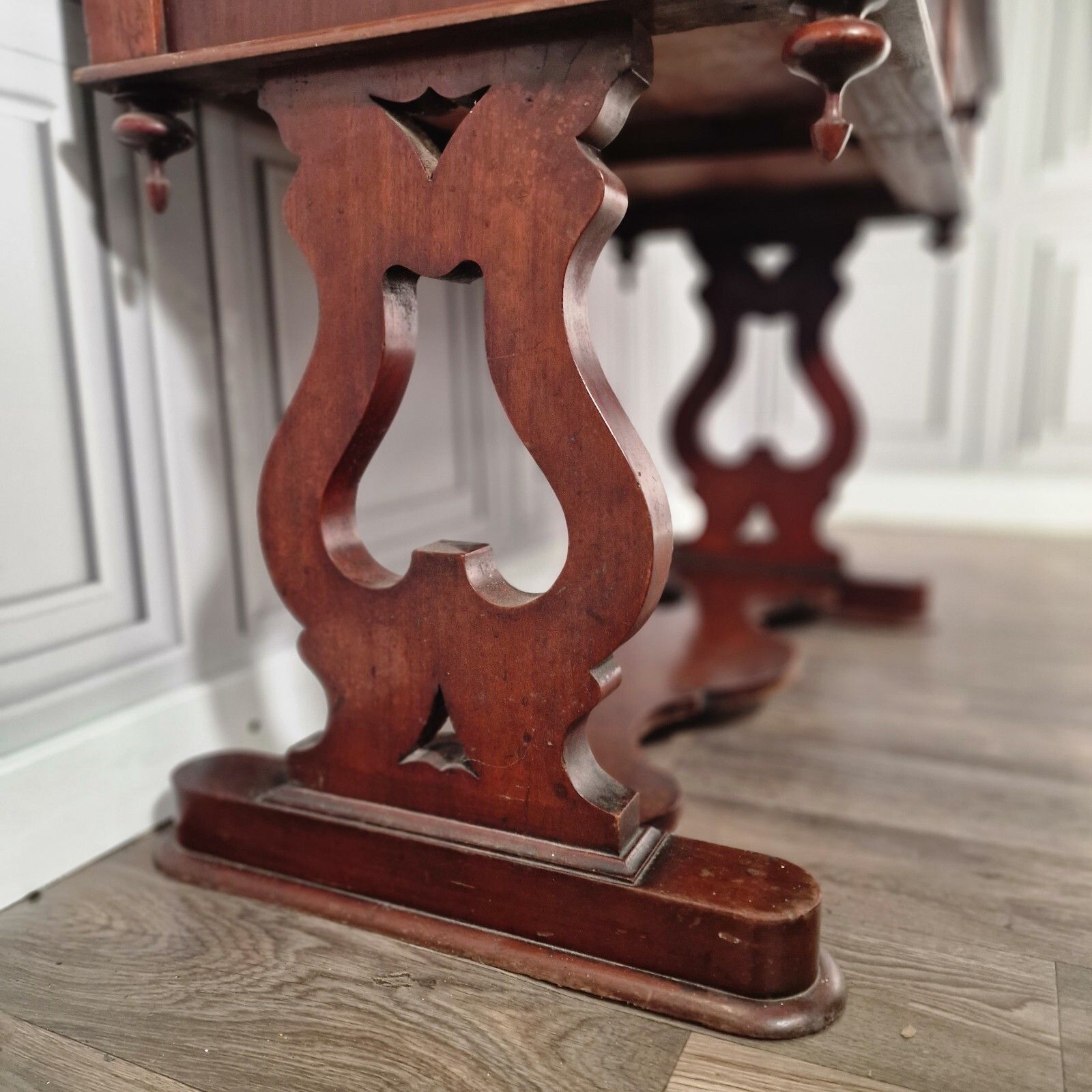 330.0 Antique Library Writing Table  Solid Wood Console Office Desk Drawers Mahogany photo