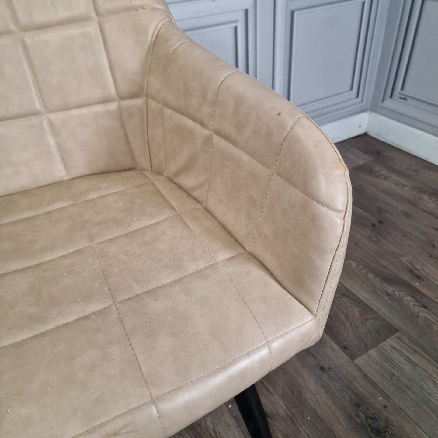 Retro Atomic Tub Chair  Vintage Mid Century Style Desk Seat Faux Leather Vinyl photo vinterior