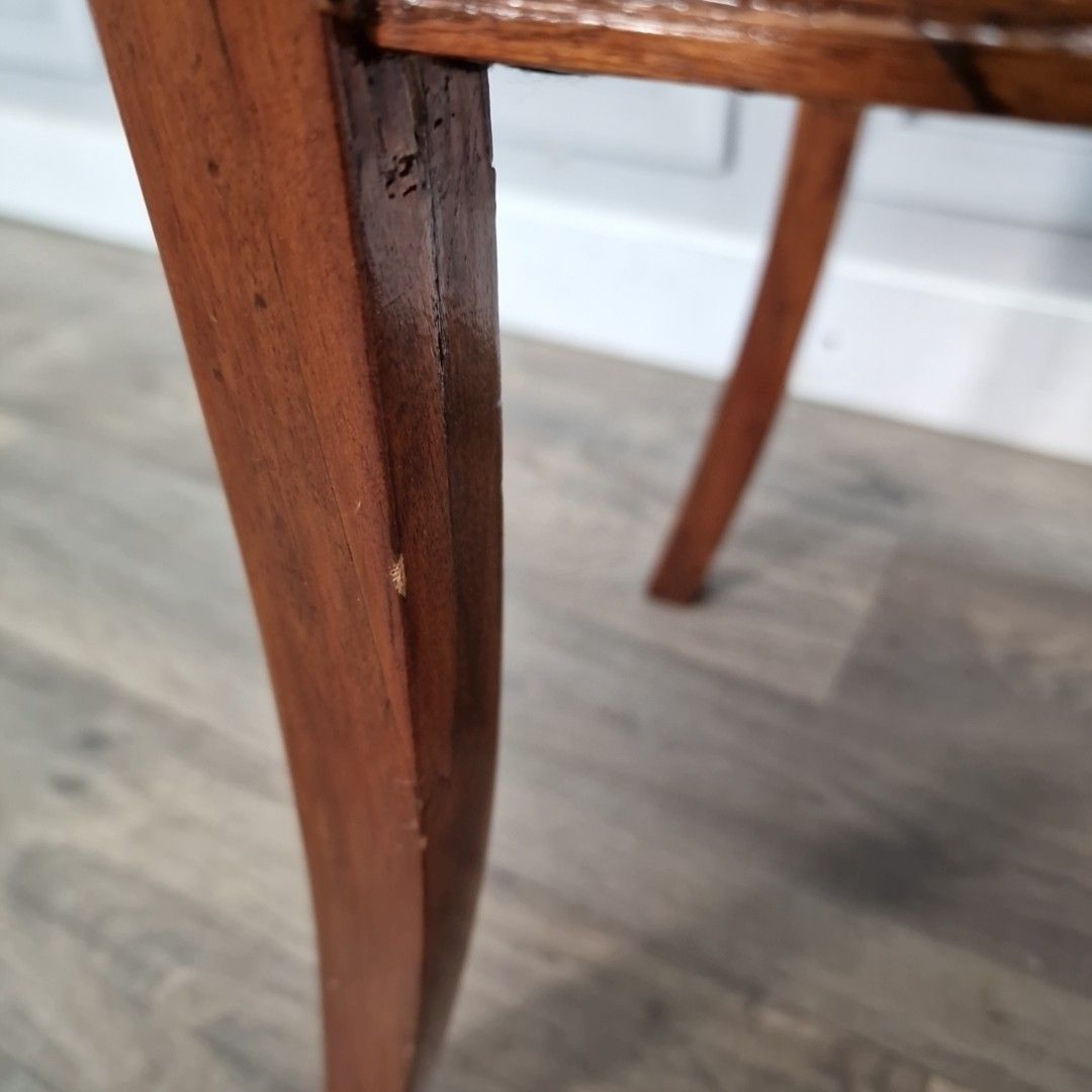 photo vintage Antique Oak Dining Chair – Floral Wood Carved Back Bedroom Seat – Victorian