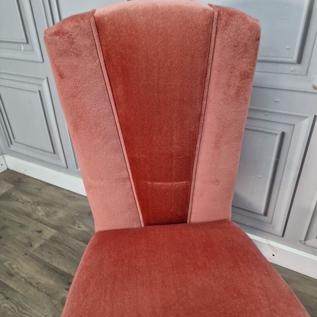 Vintage Cocktail Dressing Chair – Pink Velvet Upholstery – Retro Mid Century photo Furniture