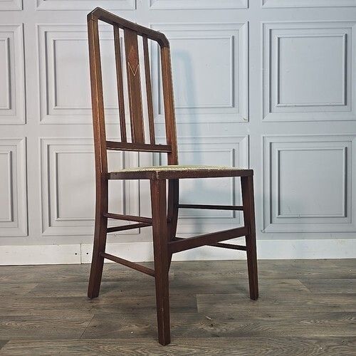 Antique Edwardian Chair Tall Inlaid Back Bedroom Window Vintage Wood photo furniture
