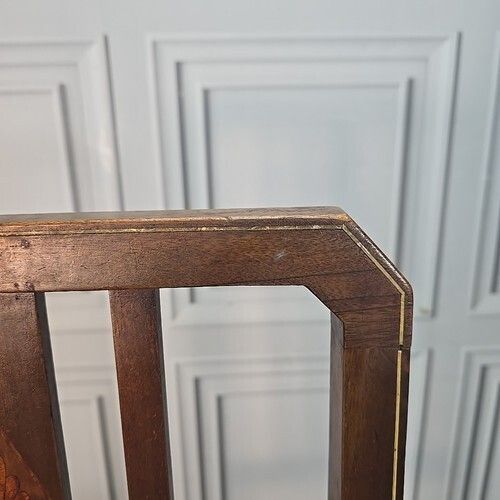 Furniture Antique Edwardian Chair Tall Inlaid Back Bedroom Window Vintage Wood photo