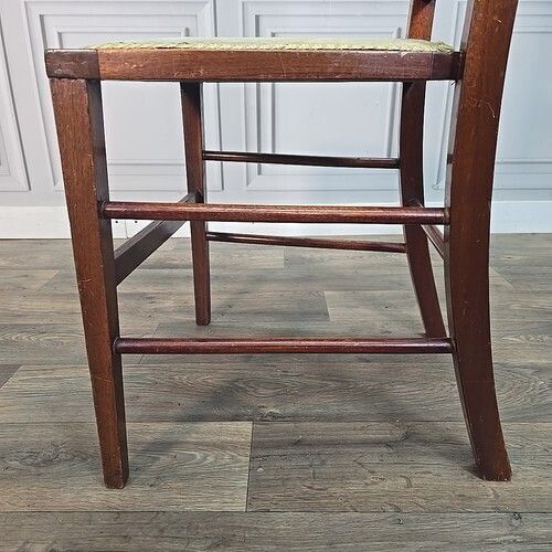photo vintage Antique Edwardian Chair Tall Inlaid Back Bedroom Window Vintage Wood