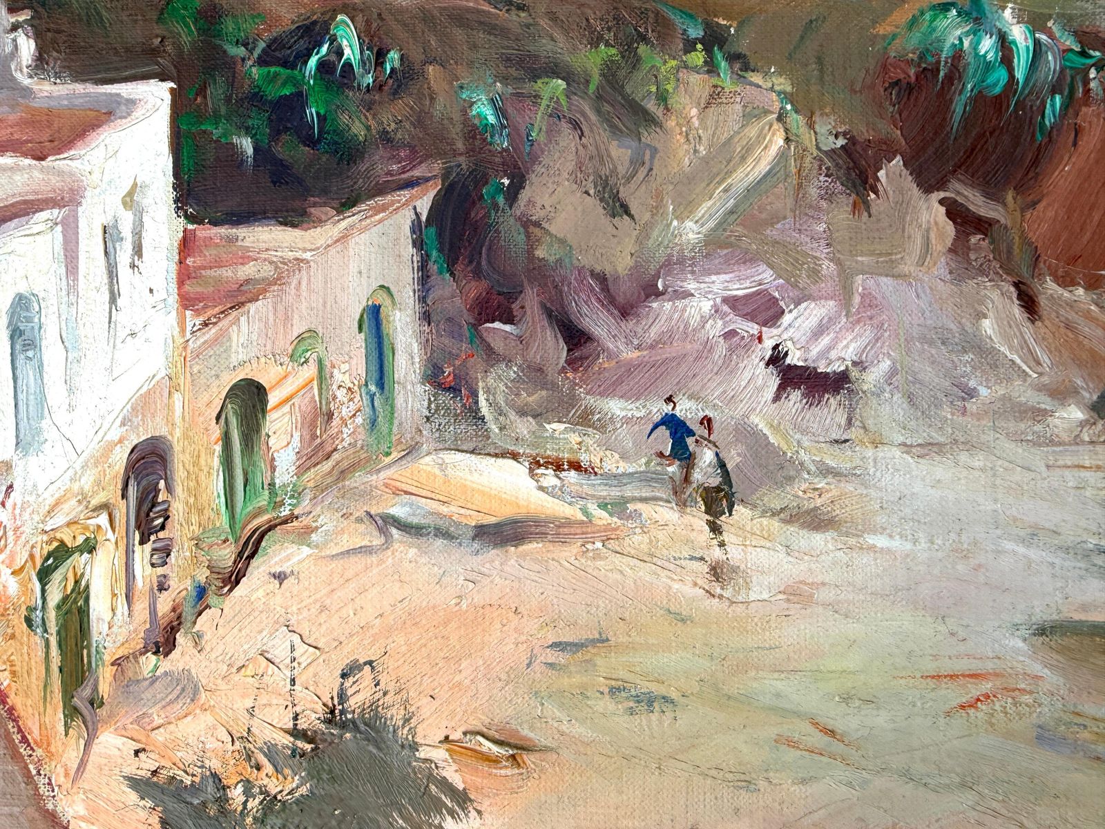 Josep Sarquella Escobet Panoramic View Of Cadaqués Costa Brava Spain Oil On Canvas Painting 1988 photo for sale
