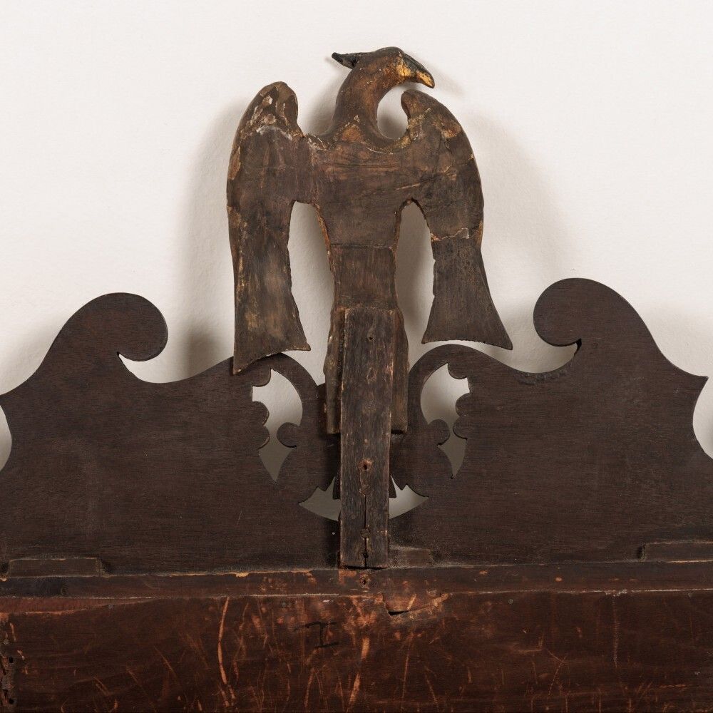 photo for sale Georgian Mahogany Wall Mirror With Impressive Gilt Carved Eagle Pediment.