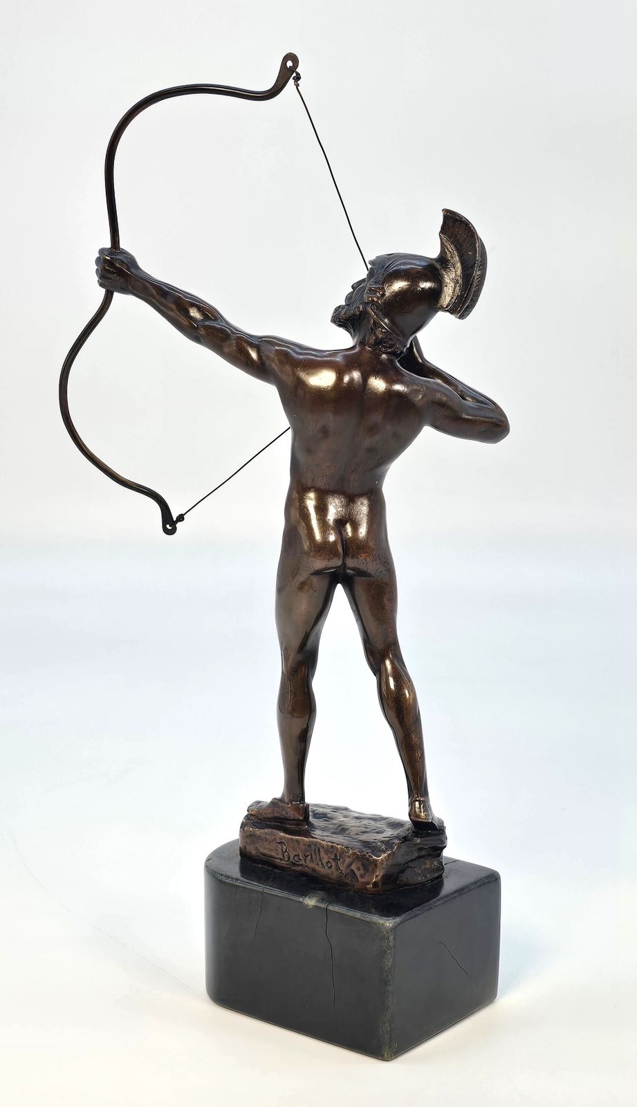 Antique French Bronze Figure Of A Greek Archer By Eugene Barillot Circa 1870 photo 1180.0