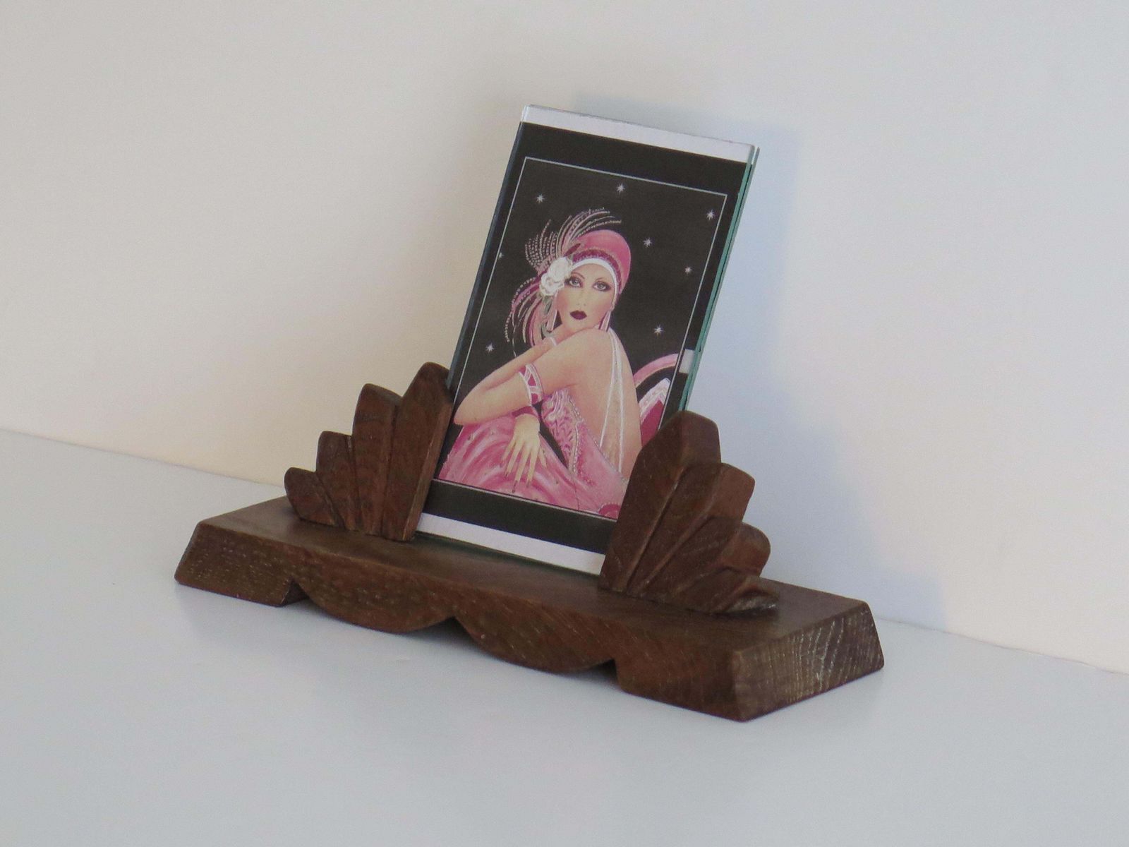 Art Deco Photo Frame, Handmade Oak With Fan Design, Circa 1925, 3.5x5.5" photo for sale