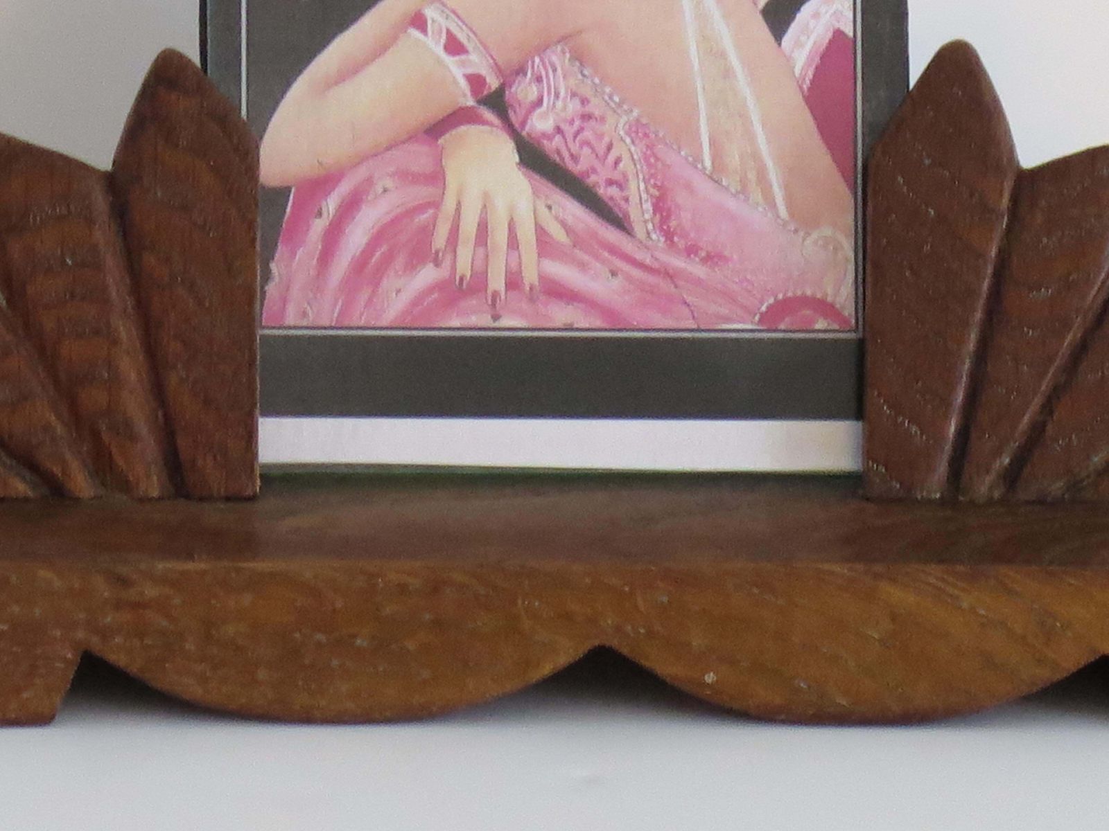 Art Deco Photo Frame, Handmade Oak With Fan Design, Circa 1925, 3.5x5.5" photo vinterior