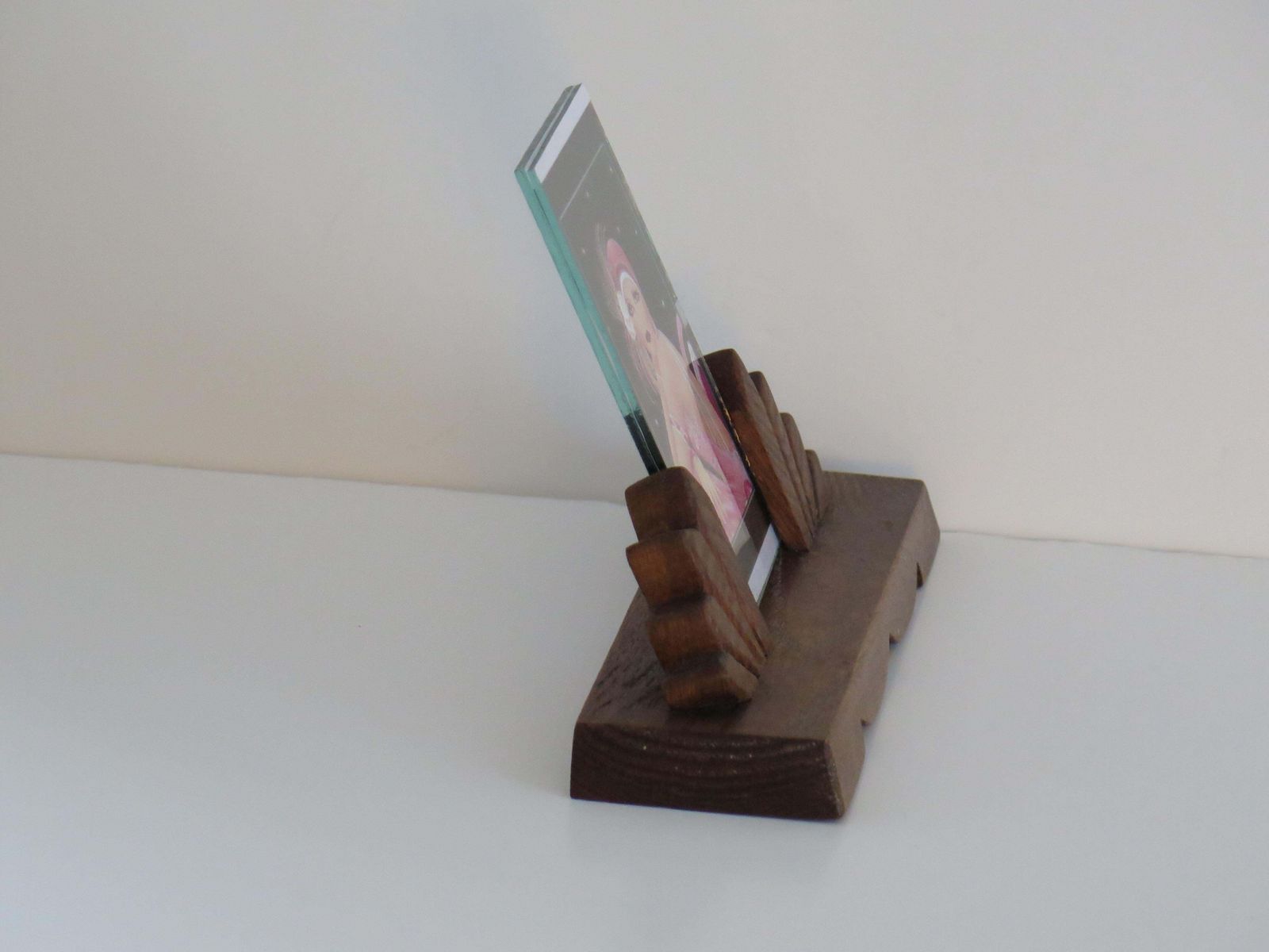 Art Deco Photo Frame, Handmade Oak With Fan Design, Circa 1925, 3.5x5.5" photo vintage
