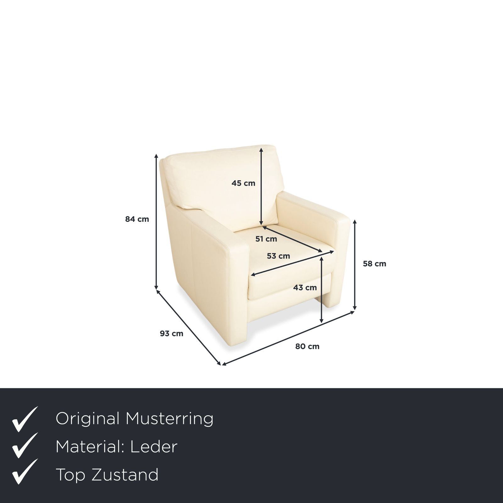 Fauteuil Musterring en cuir crème beige blanc cassé photo furniture
