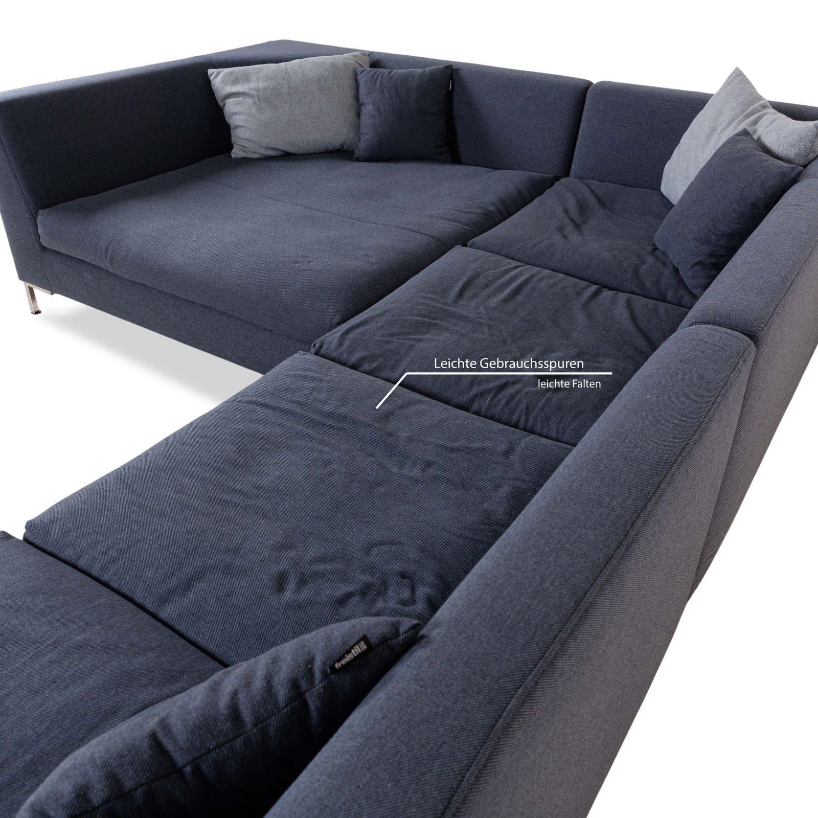 Freistil Rolf Benz 165 Fabric Corner Sofa Blue Grey Chrome photo 3375.0