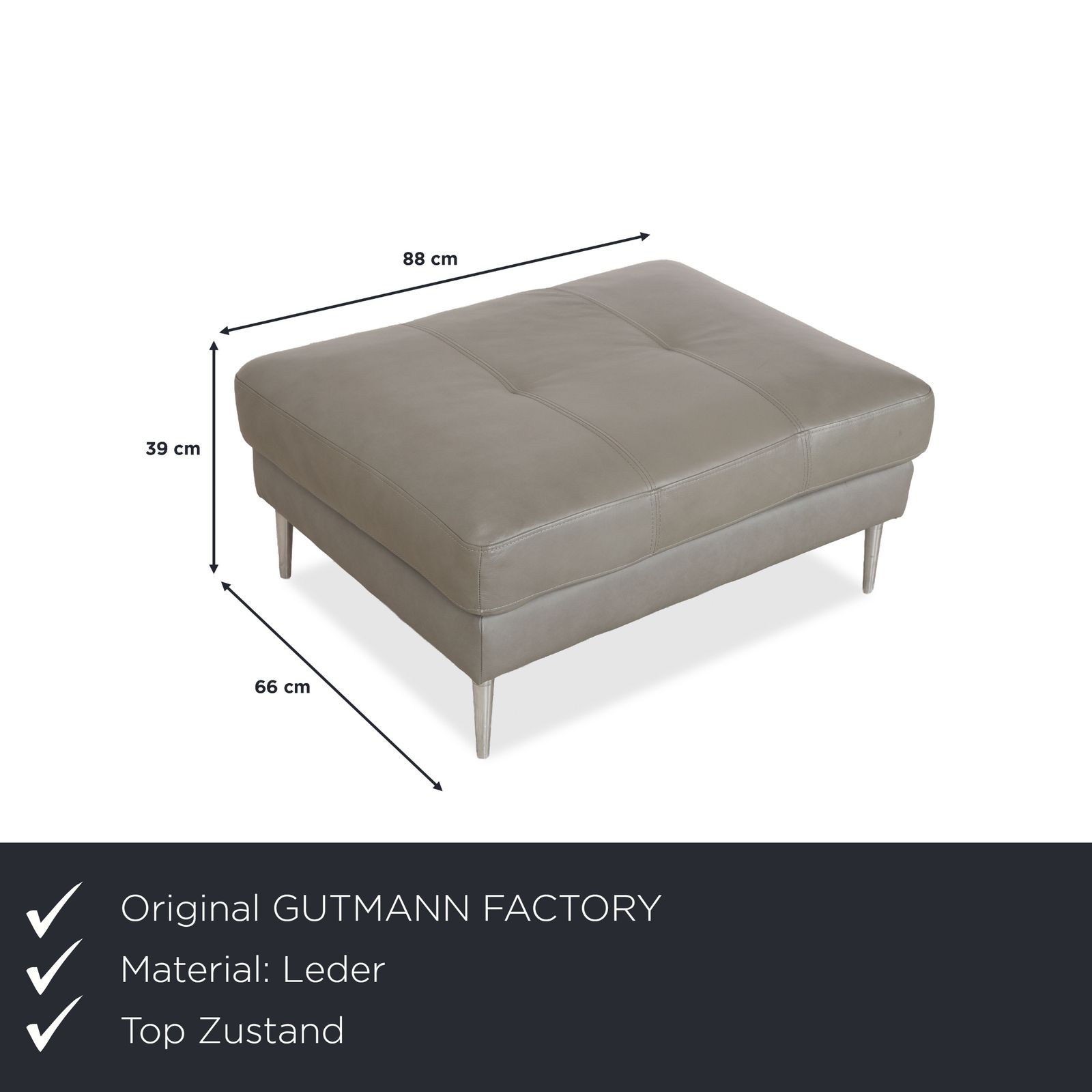 Gutmann Factory Leather Stool Grey Chrome Feet photo furniture