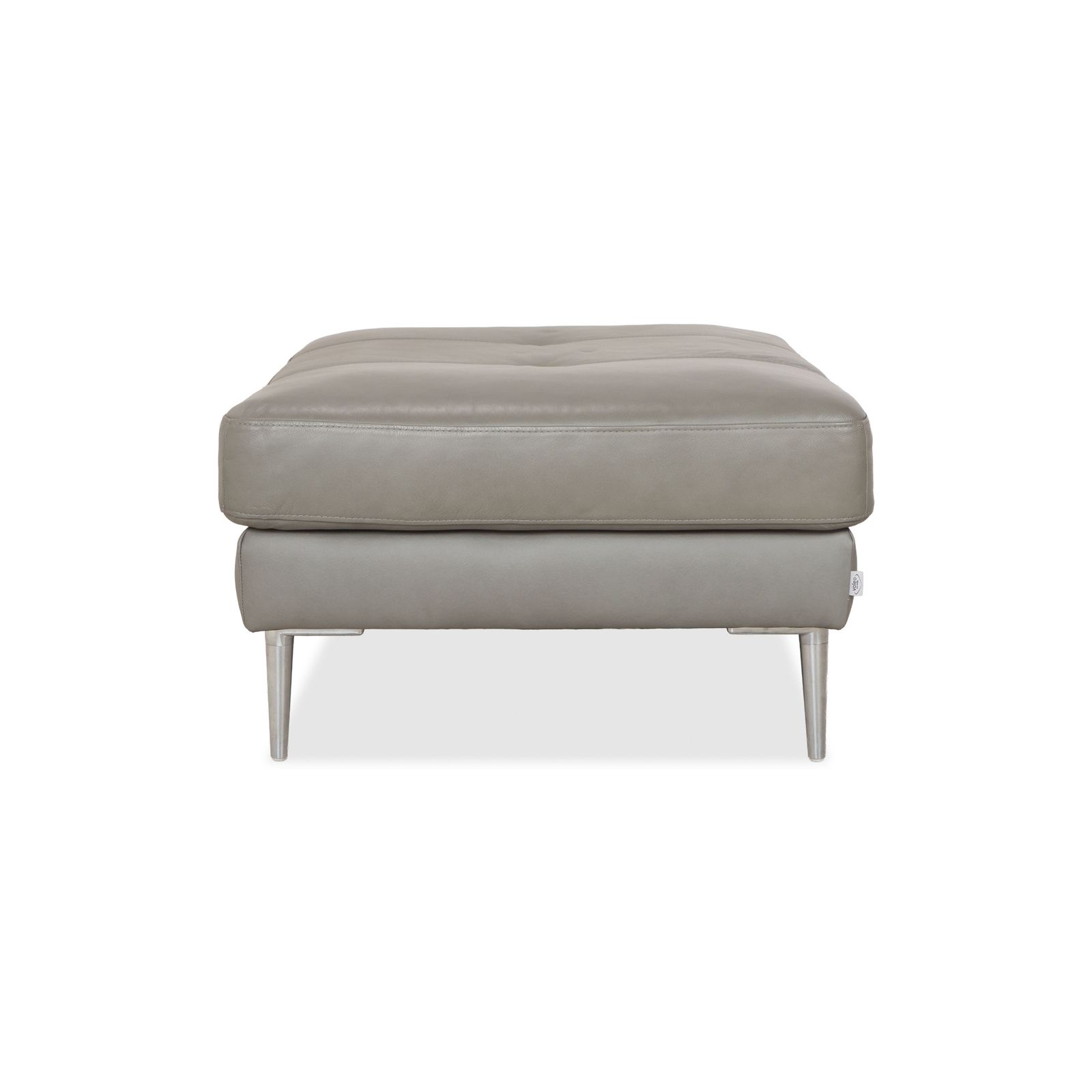 photo furniture Tabouret Gutmann Factory en cuir gris, pieds chromés