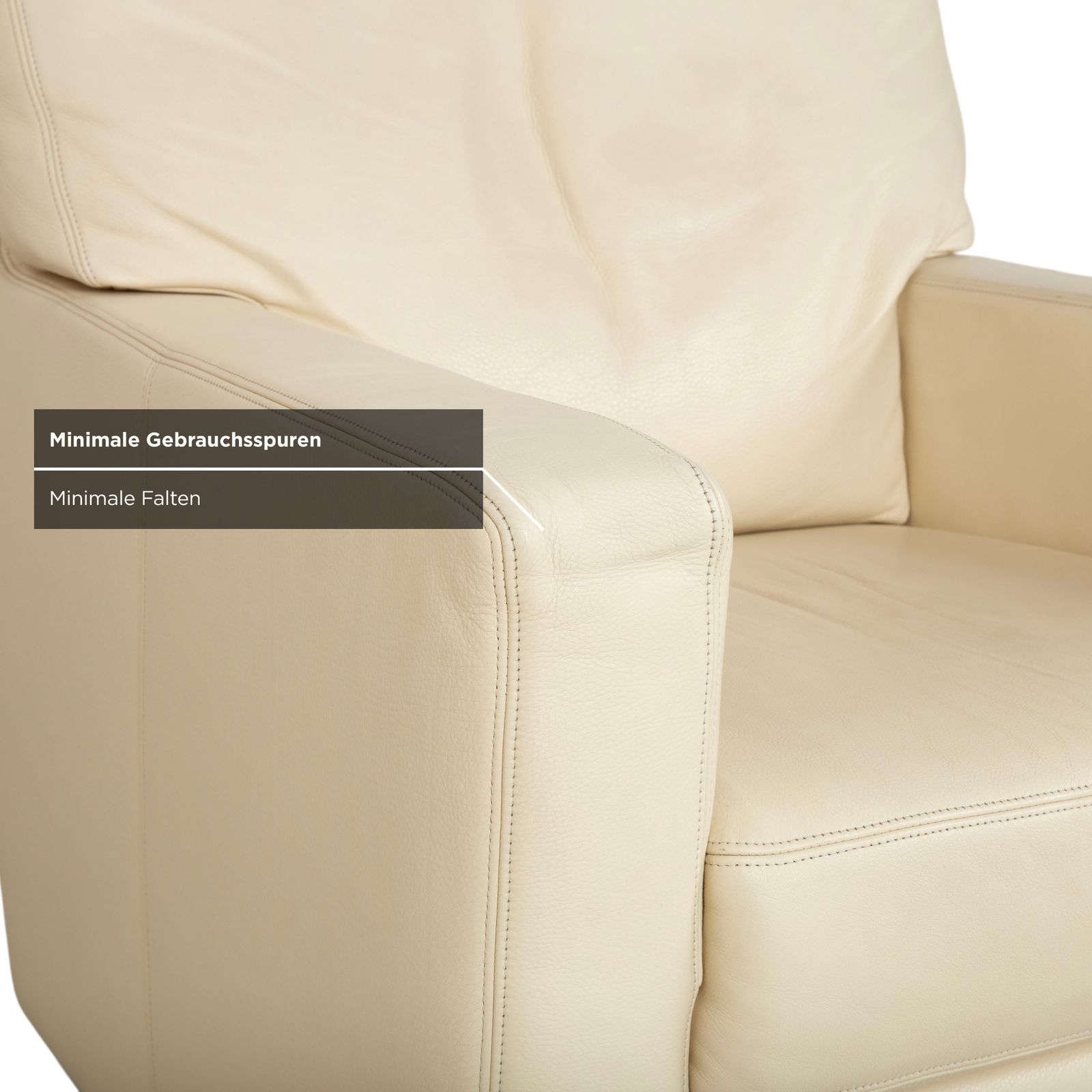 Fauteuil Musterring en cuir crème beige blanc cassé photo vintage