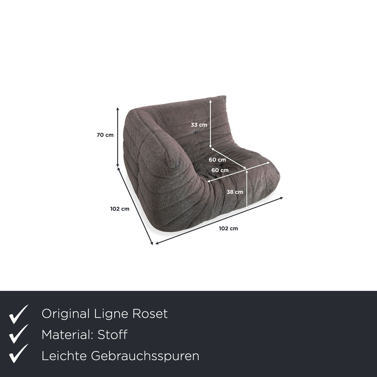 Ligne Roset Togo Fabric Armchair Grey photo furniture