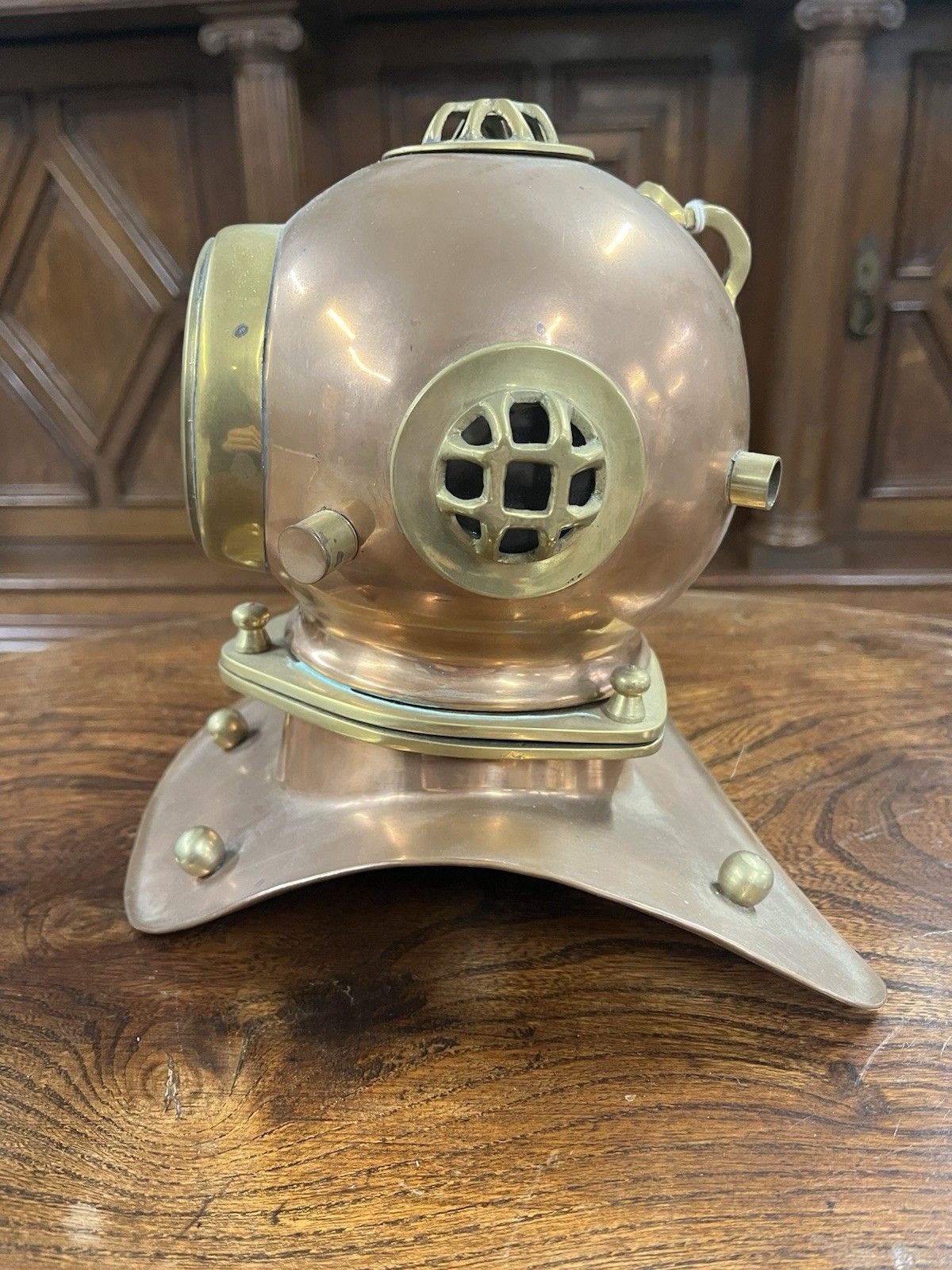 Untested Brass Divers Helmet Clock photo for sale