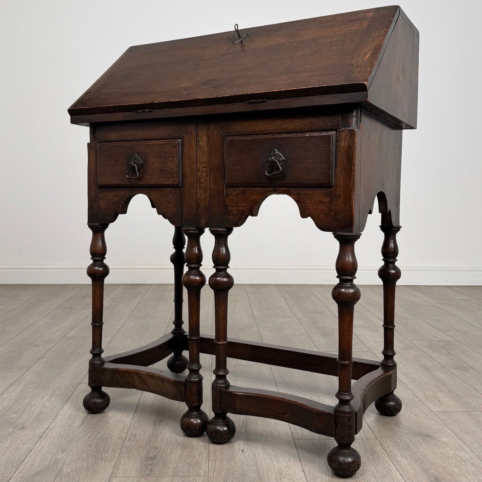 Antique 20th Century Unique Jacobean Style Bureau In Oak photo for sale